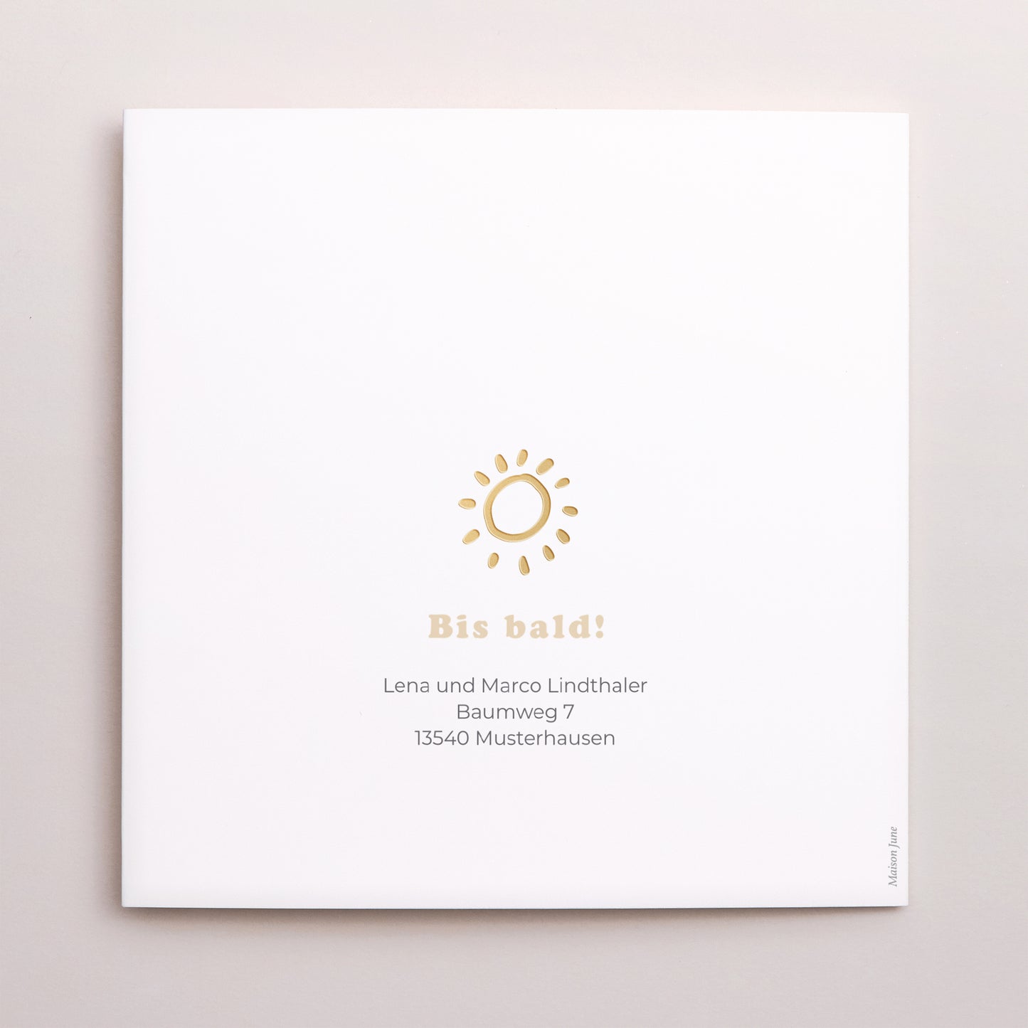 Geburtskarte Doppelflügiges Quadrat Sonnenmotiv Vergoldung foto N° 3