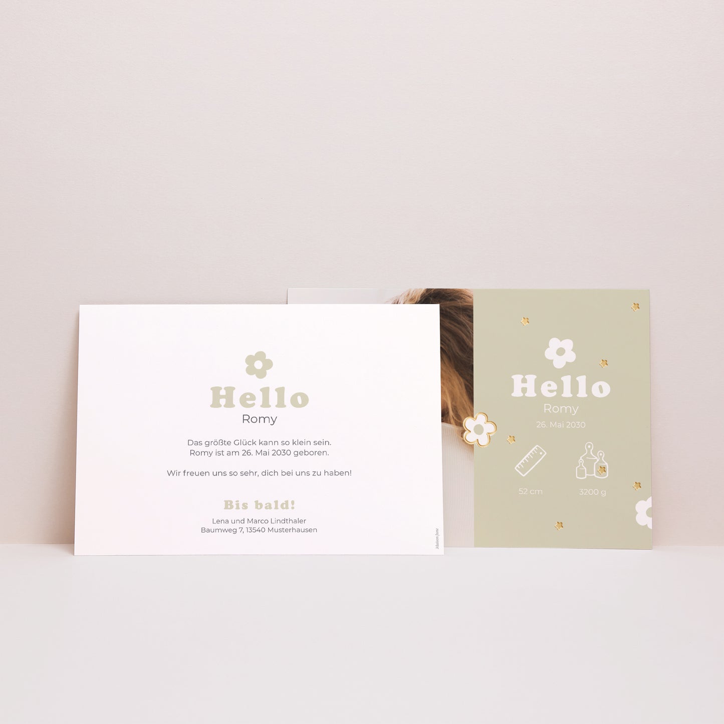 Geburtskarten Landschaft Blumenmuster Vergoldung foto N° 3