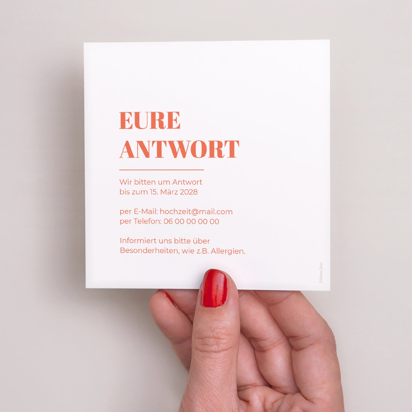 Antwortkarte Hochzeit Quadrat pop & love foto N° 3