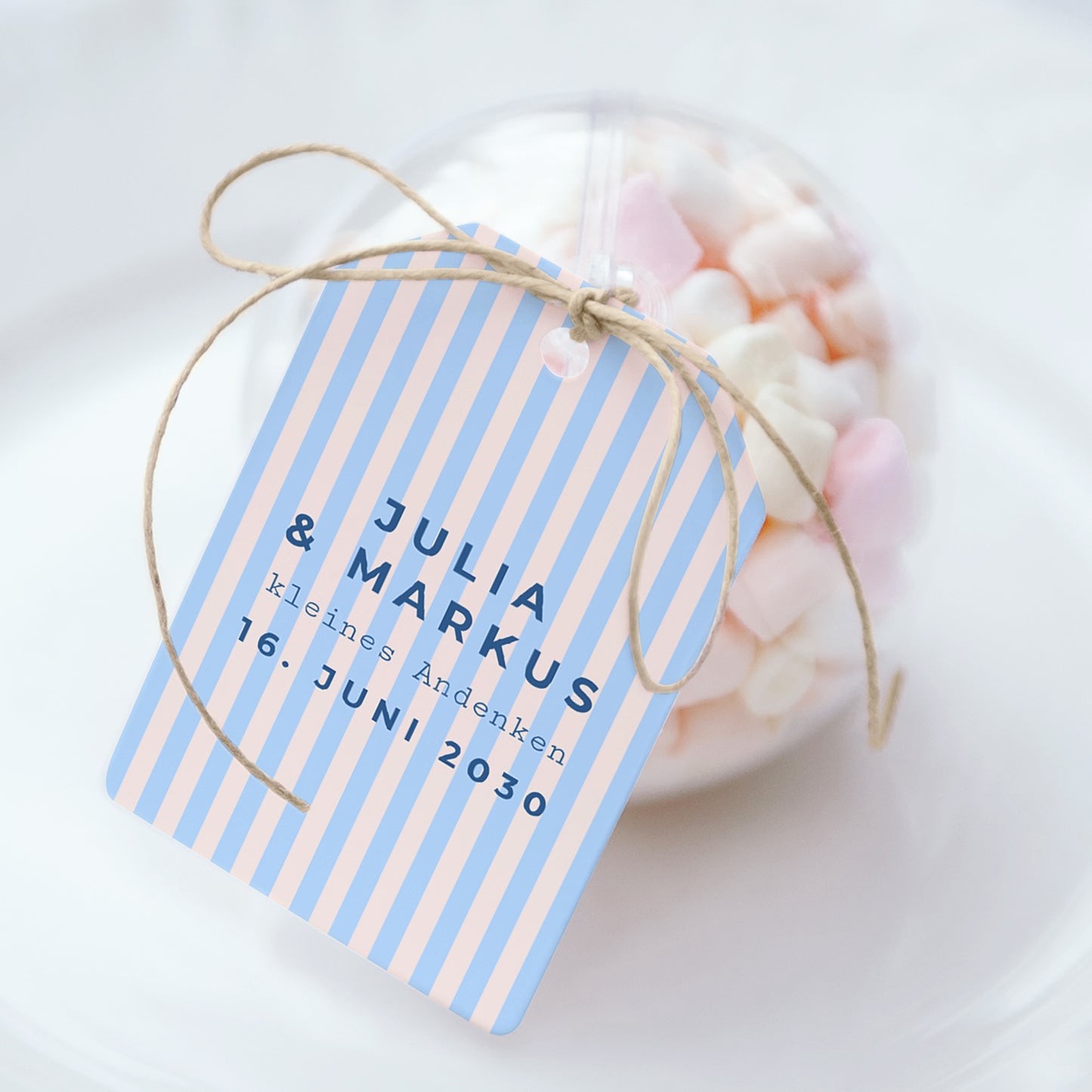 Geschenkbox Hochzeit Ball mit Wimpel-Etikett Liebe am Strand foto N° 1