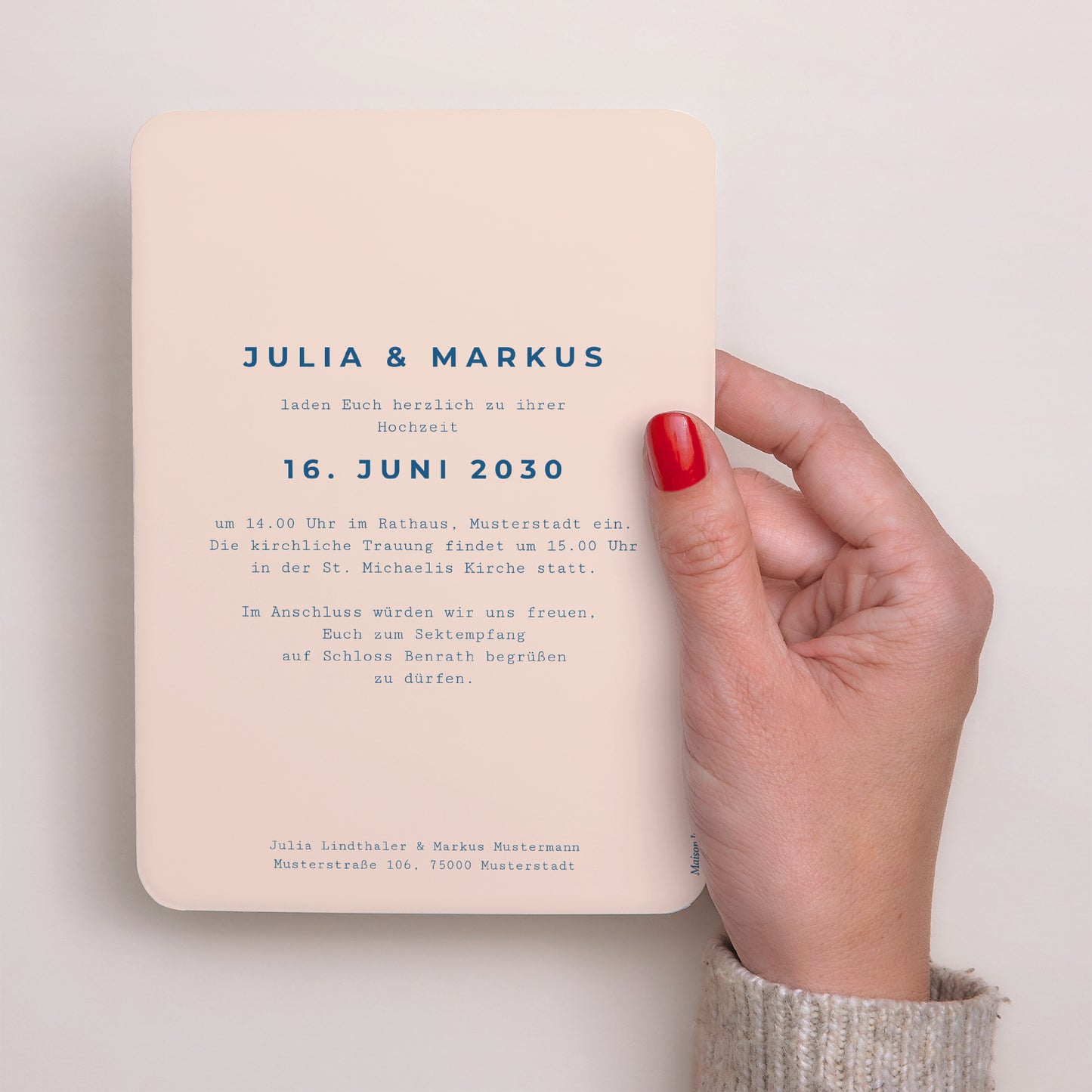 Hochzeitseinladung Porträt, abgerundete Kanten Liebe am Strand foto N° 3