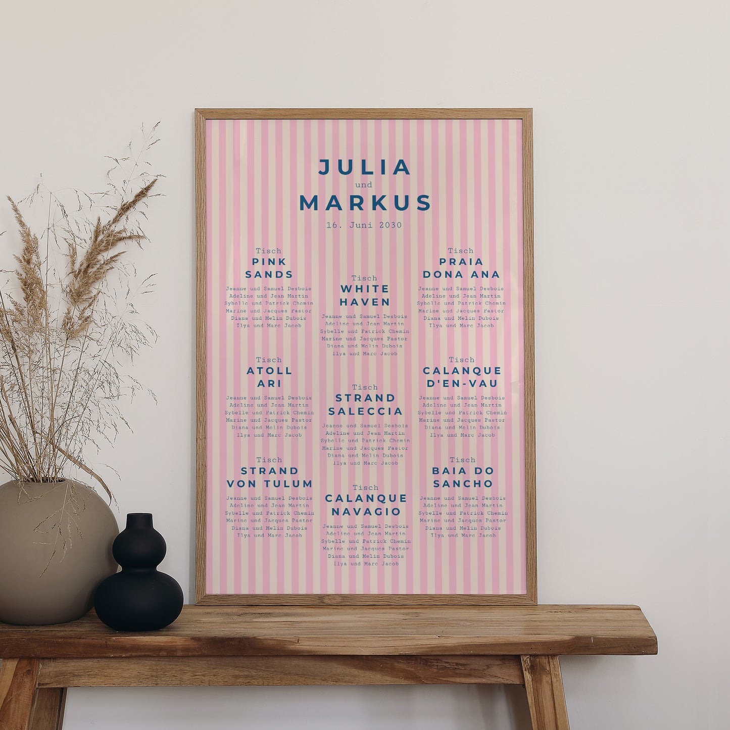 Sitzplan Hochzeit Porträt 60 x 90 cm Liebe am Strand foto N° 2