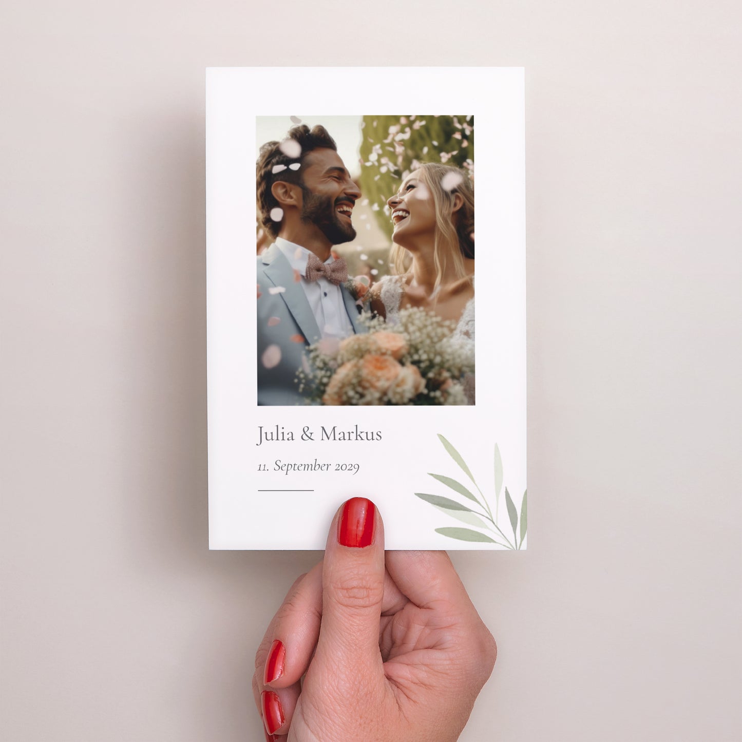 Dankeskarte Hochzeit PortraitPorträt Zweig von Oliver II foto N° 2