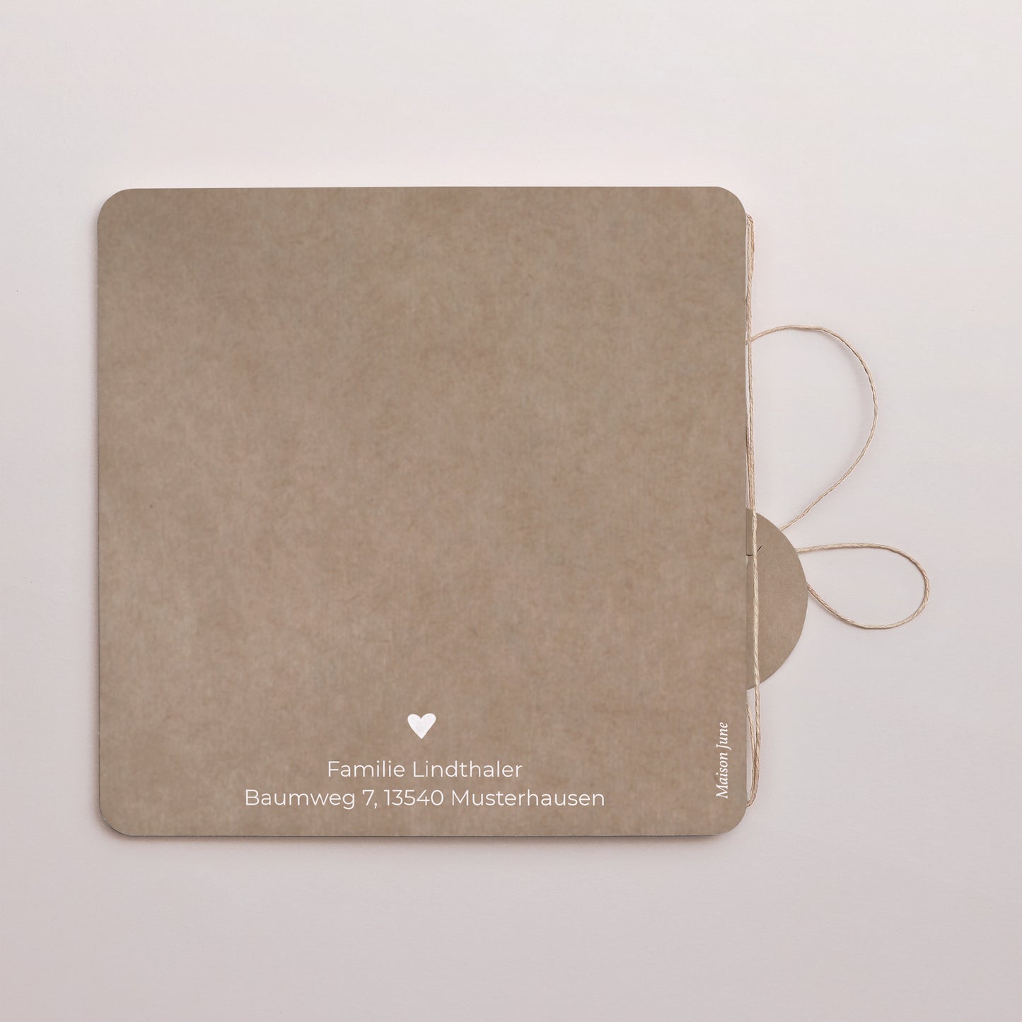 Geburtskarte Doppel-Quadrateinschlag, abgerundete Ecken, runde Etikette foto N° 3