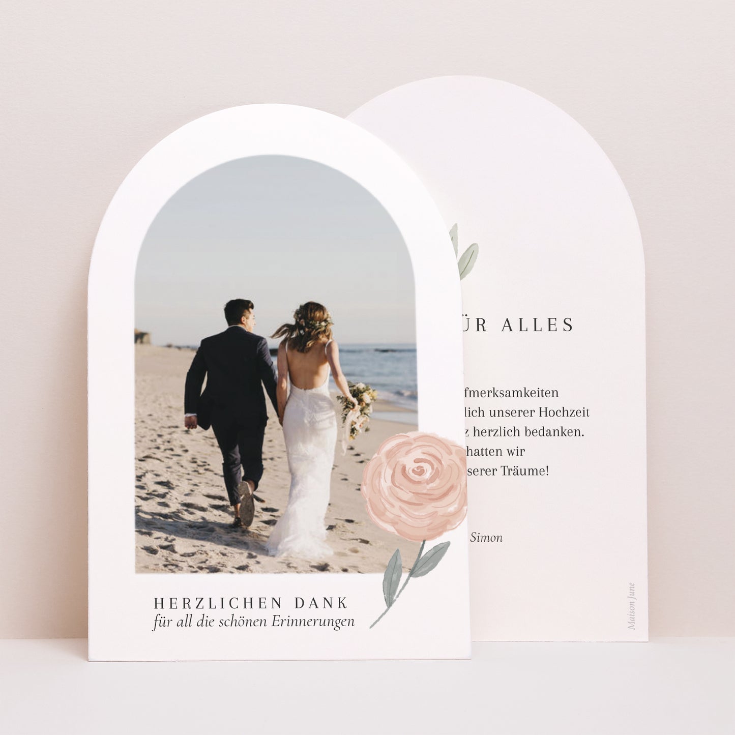 Dankeskarte Hochzeit Arche Floral eingerahmt foto N° 1