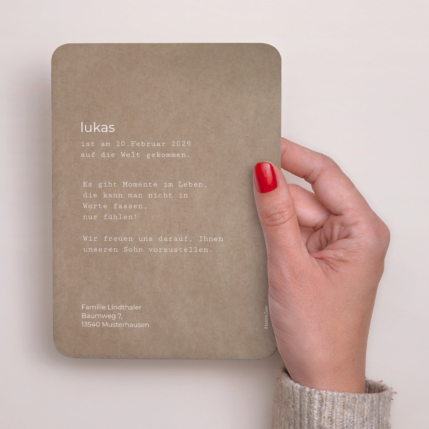 Geburtskarten Porträt, abgerundete Kanten Strang und Kraft foto N° 3