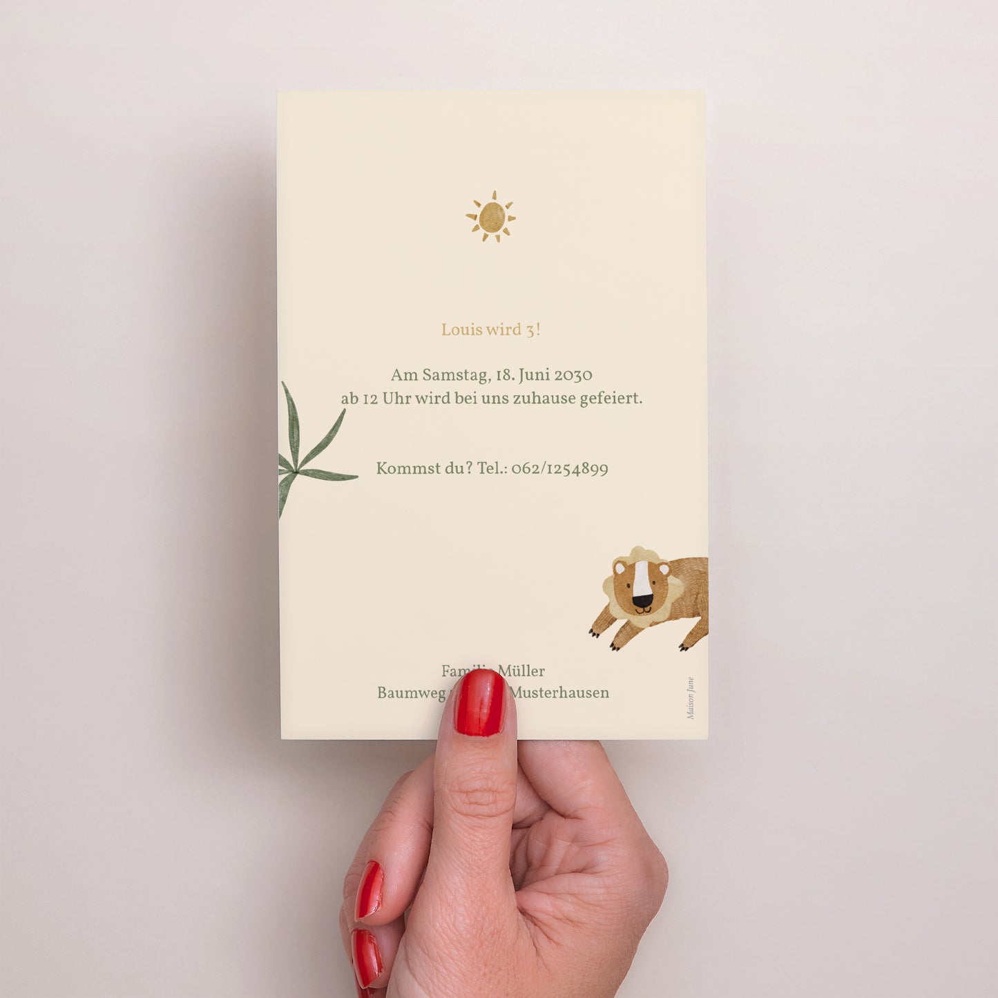 Einladungskarte Kindergeburtstag PortraitPorträt Tiere der Savanne foto N° 3