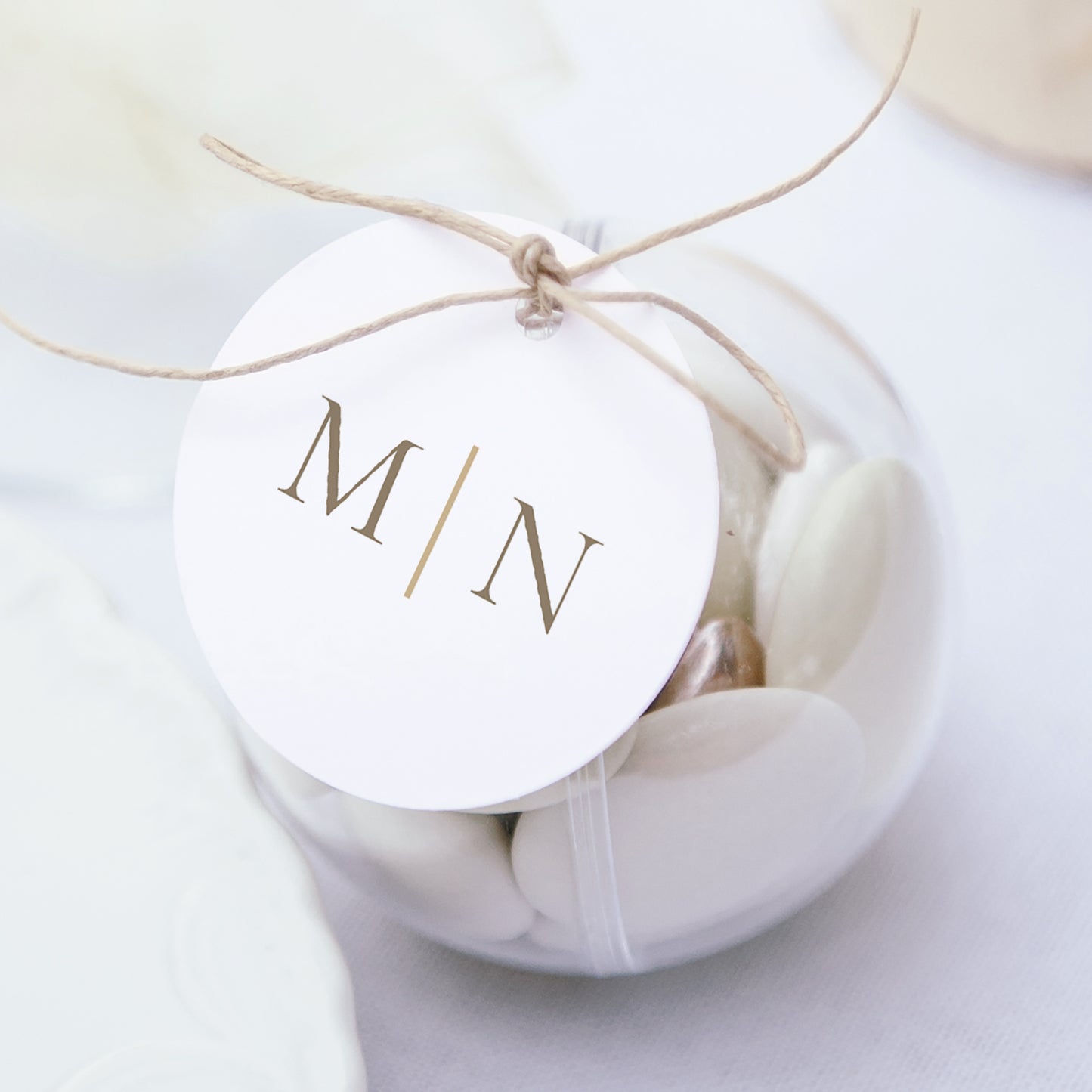 Geschenkbox Hochzeit Kugel mit runder Etikette Elegante Vergoldung foto N° 1