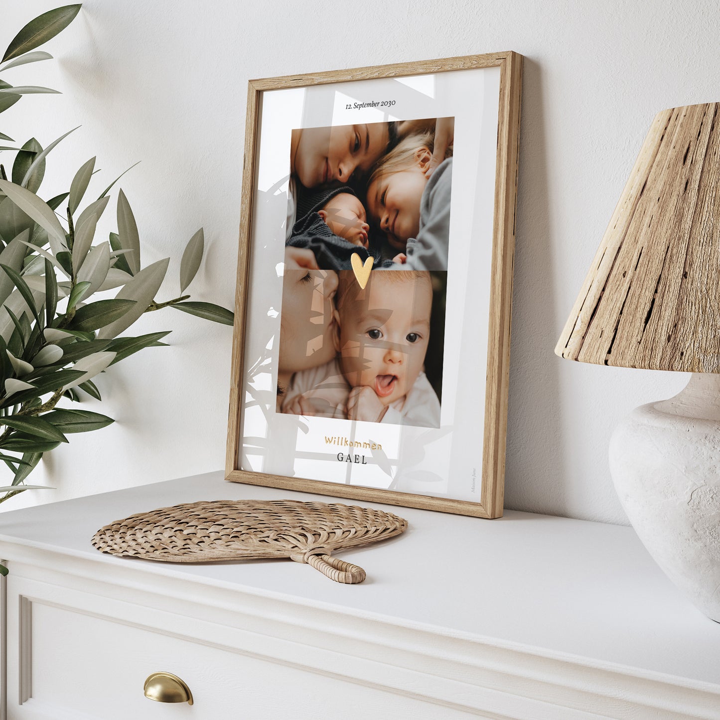 Poster Geburt Porträt Herz Goldverzierung Mehrfachfotos foto N° 5