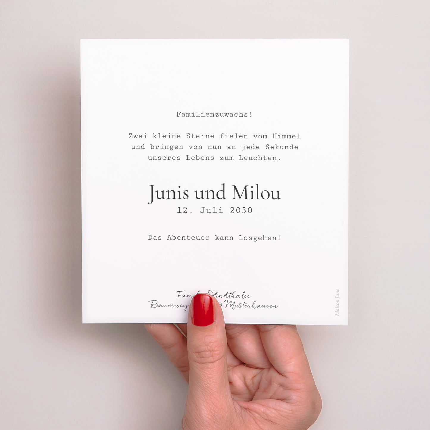 Geburtskarten Quadrat Foto Herzvergoldung foto N° 3