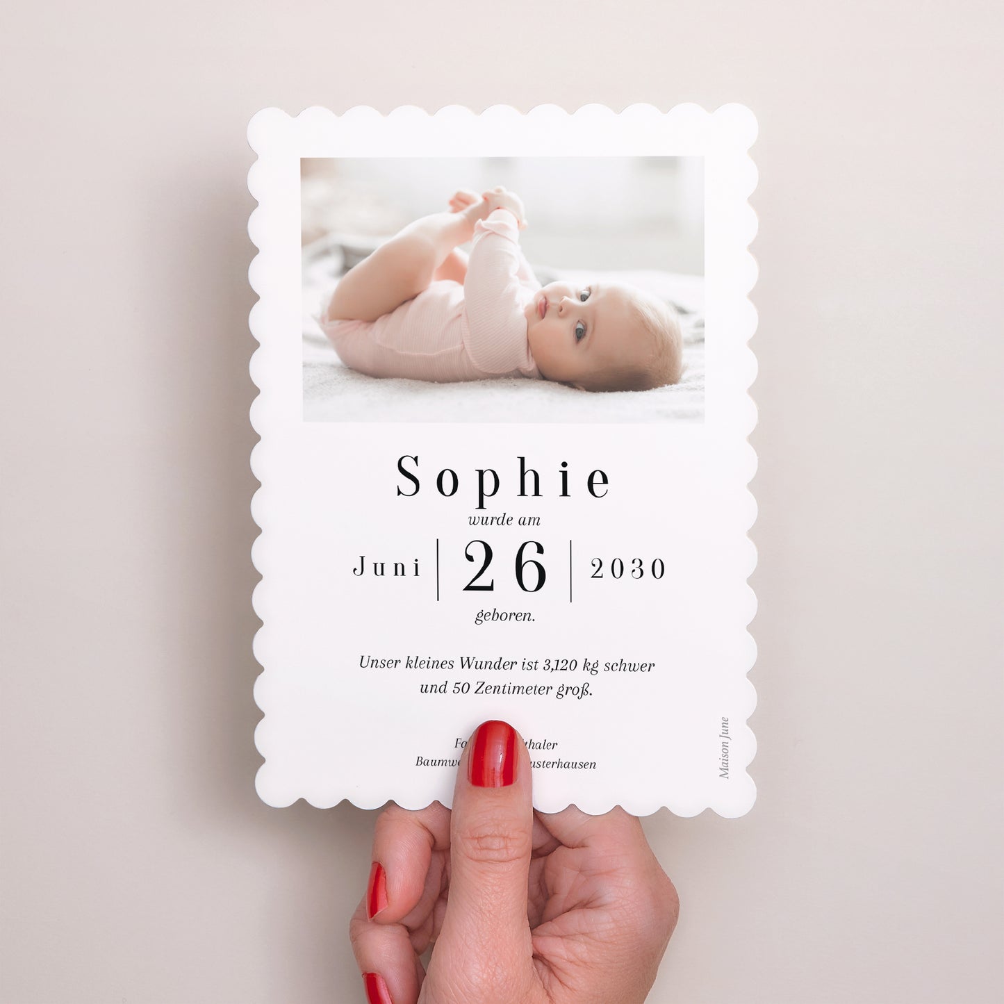 Geburtskarte Porträt, Keksränder foto N° 3