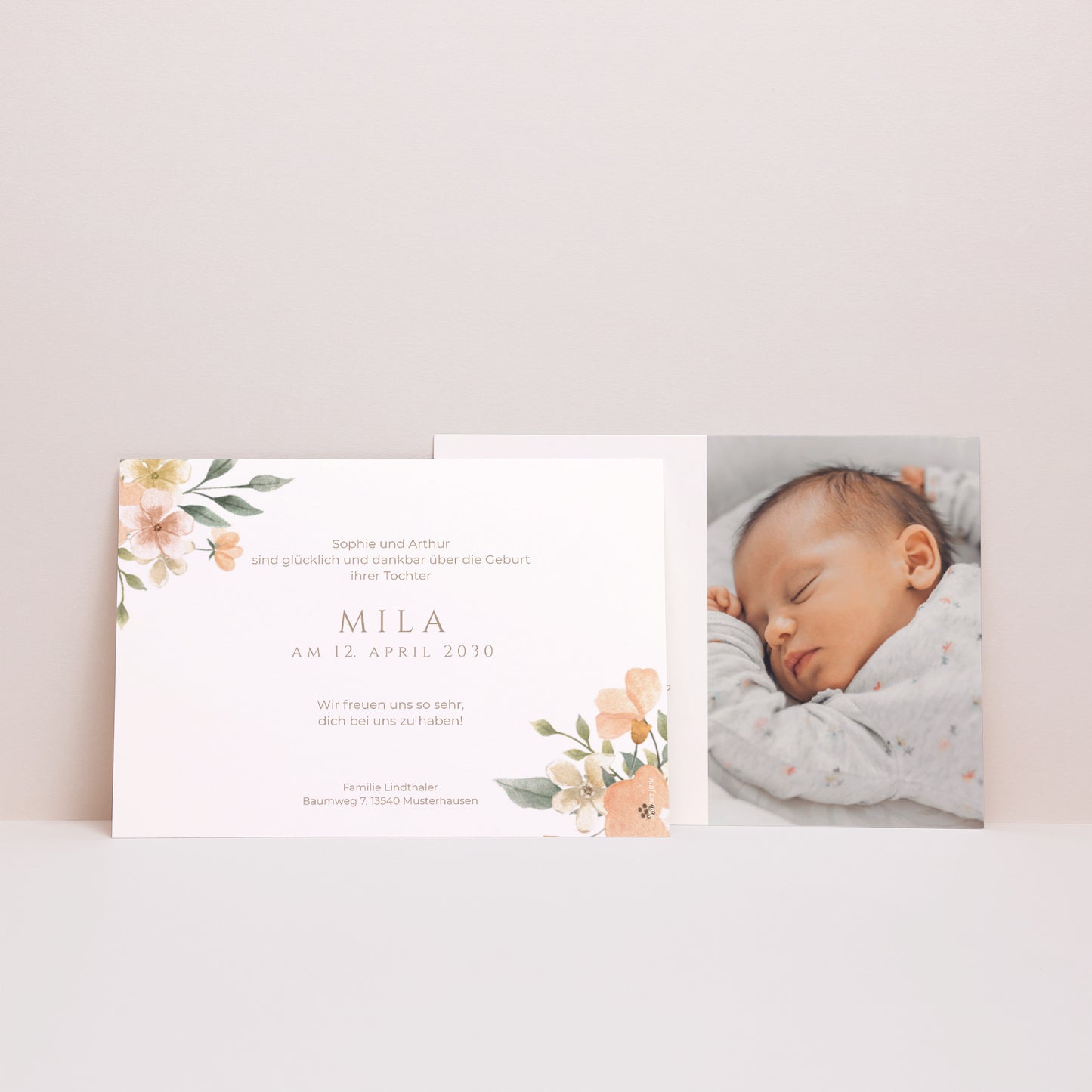 Geburtskarten Landschaft Blumige Süße foto N° 3