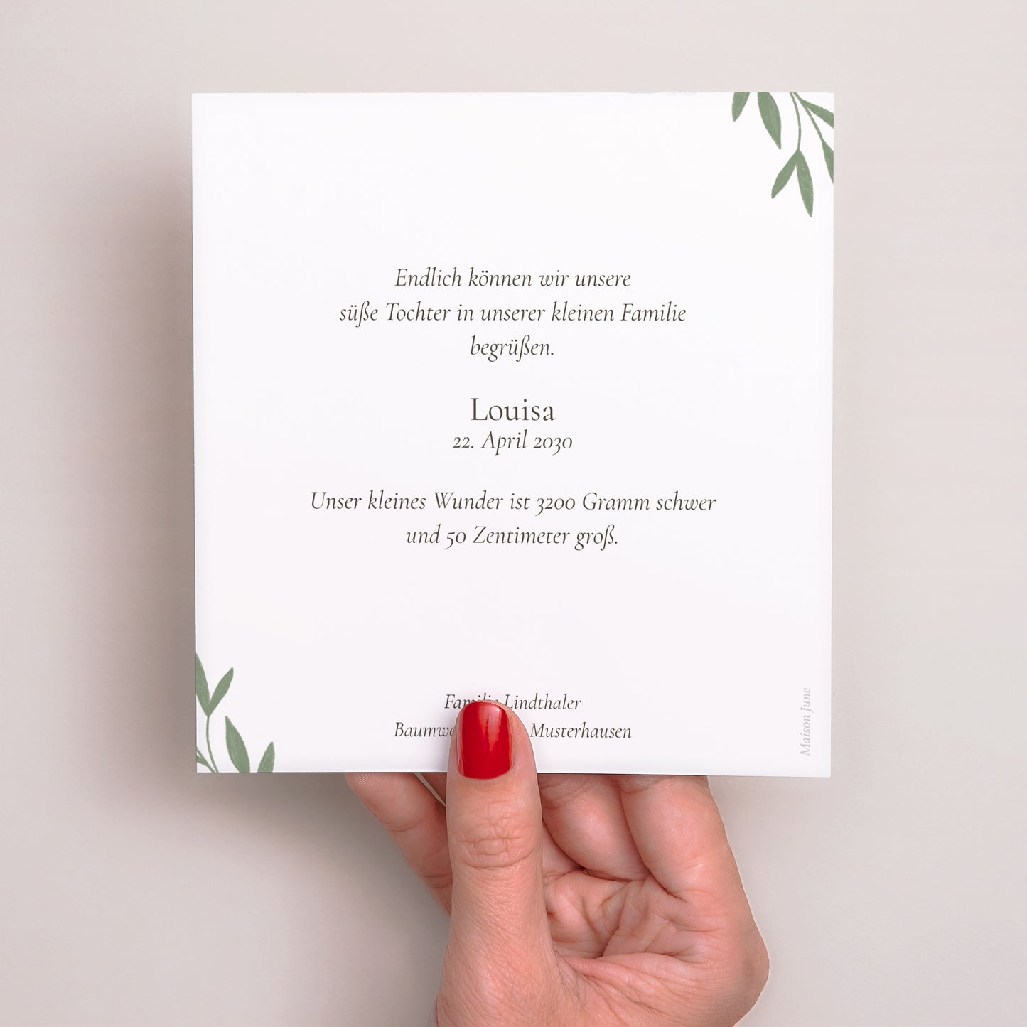 Geburtskarte Quadrat Das Blumenfeld foto N° 3