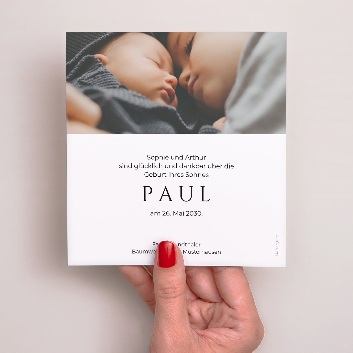 Geburtskarte Quadrat Veloupté foto N° 3