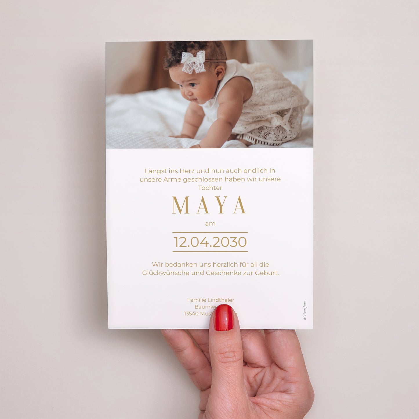 Geburtskarte Reines Weiß foto N° 3