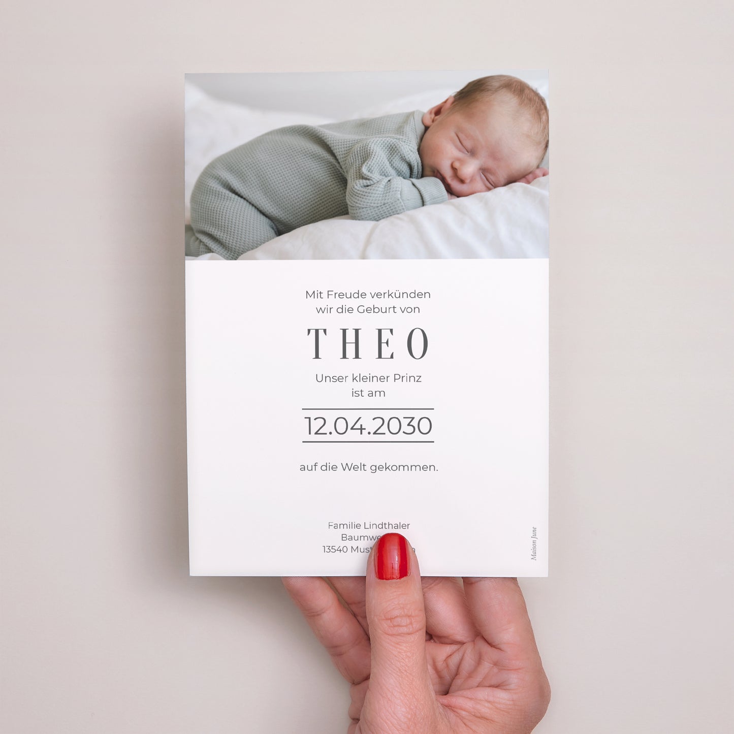 Geburtskarte Gereinigt wassergrün foto N° 3