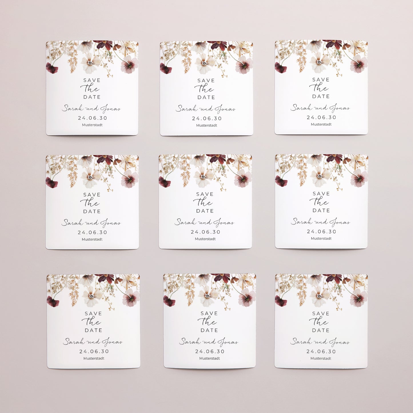 Save the date Karte Hochzeit Satz von 9, magnetisch. getrocknete Wiesenblumen foto N° 3