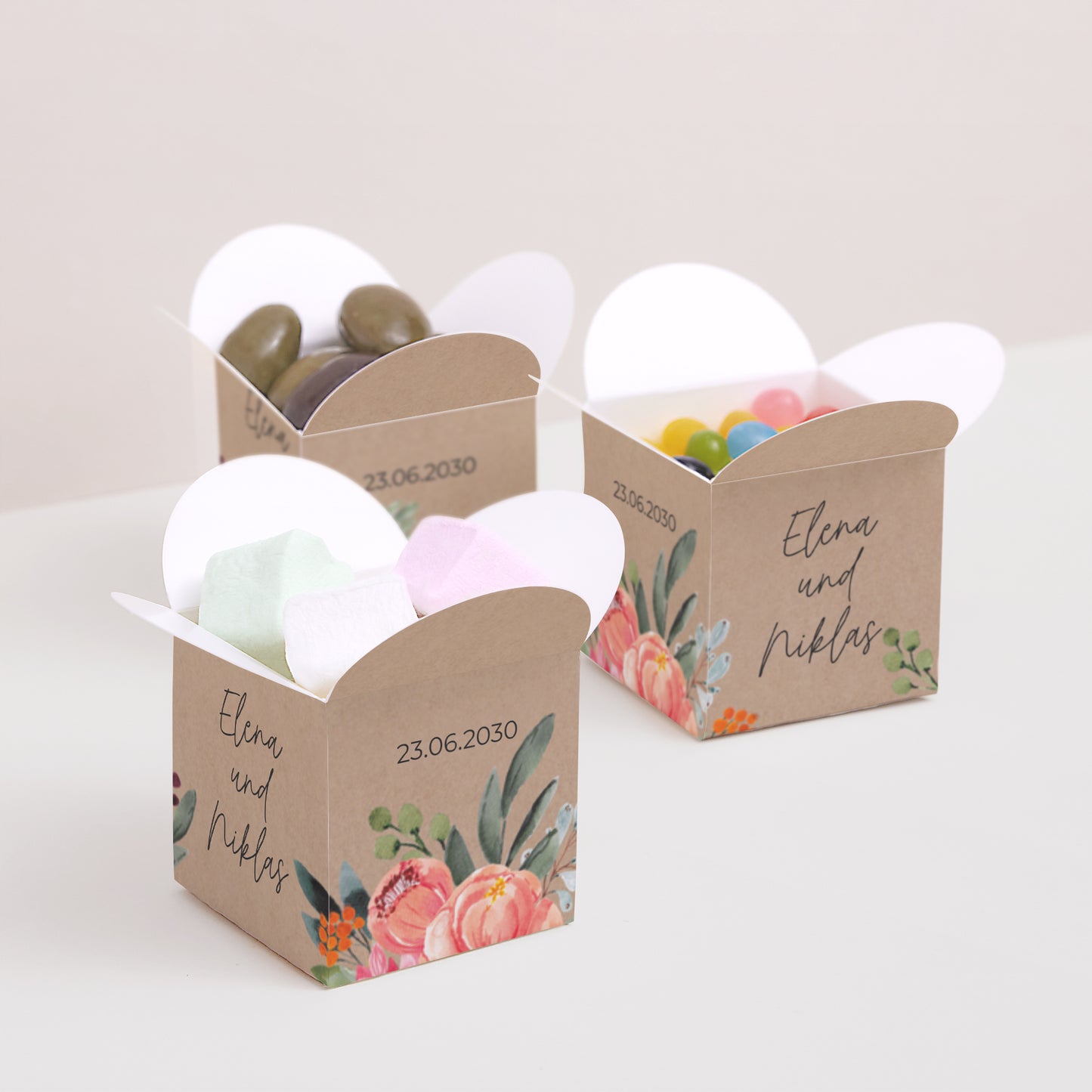 Geschenkbox Hochzeit Schmetterlingsöffnung Pops Blumen foto N° 3