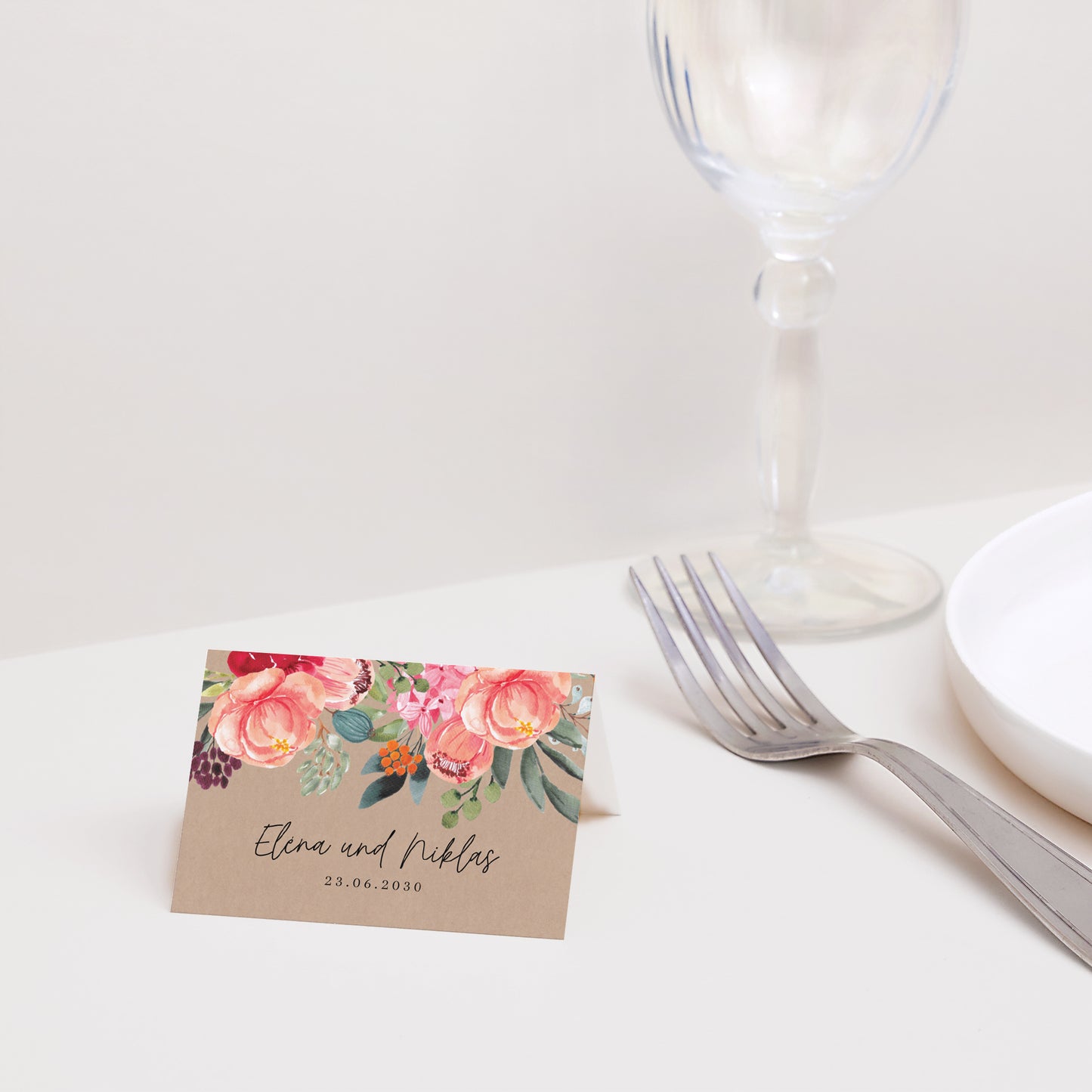 Tischkarten Hochzeit Quer Pops Blumen foto N° 2