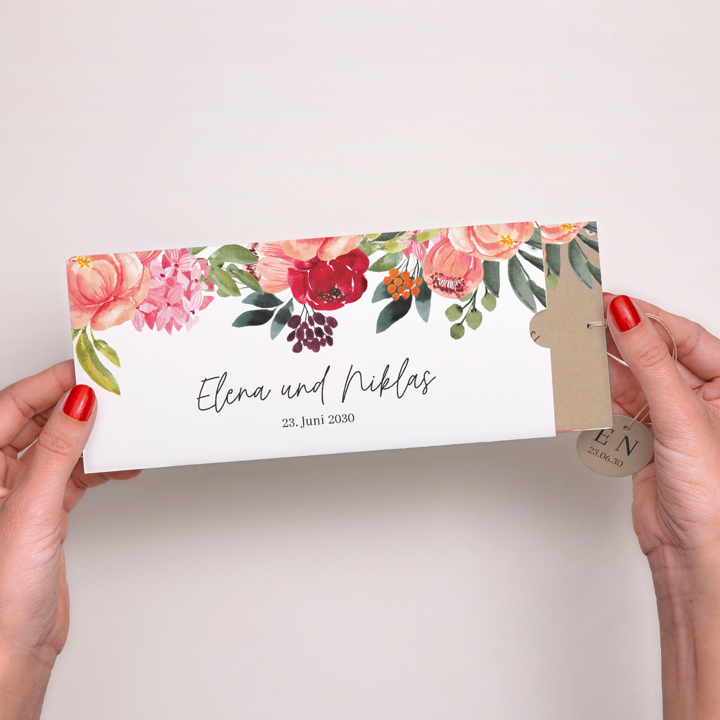 Hochzeitseinladung Mappe 2 Karten, Etikett Pops Blumen foto N° 2