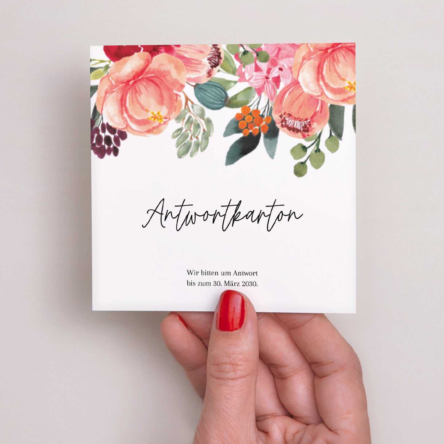 Antwortkarte Hochzeit Quadrat Pops Blumen foto N° 2