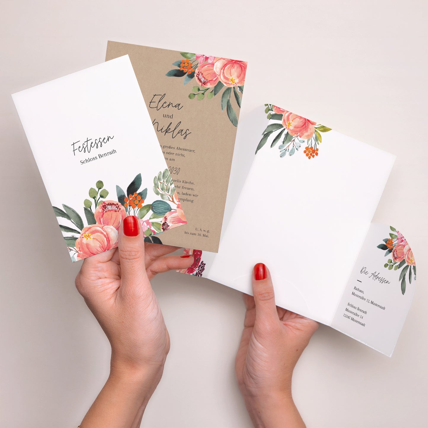 Hochzeitseinladung Hülle für 2 Karten Pops Blumen foto N° 4