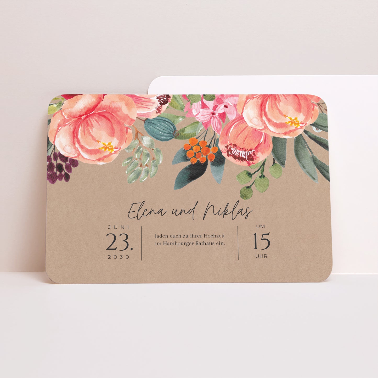 Hochzeitseinladung Landschaft, abgerundete Ränder Pops Blumen foto N° 1