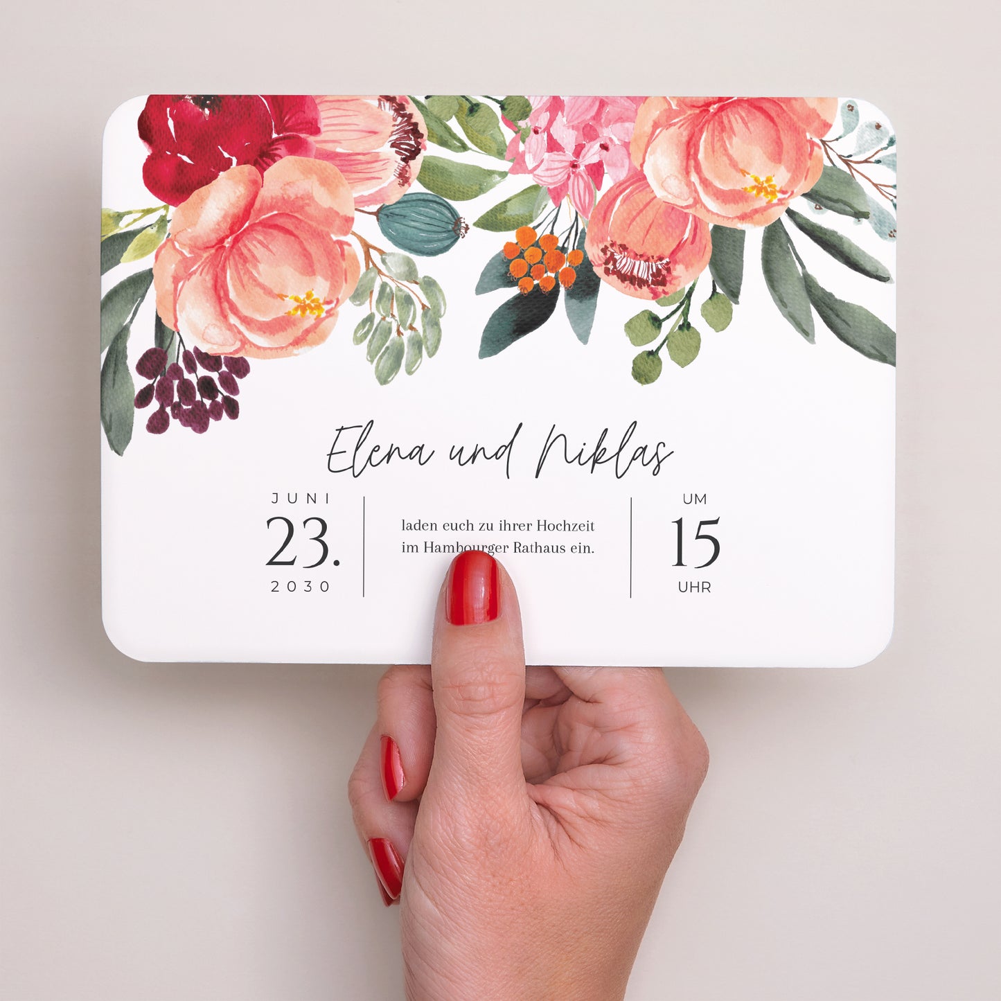 Hochzeitseinladung Landschaft, abgerundete Ränder Pops Blumen foto N° 3