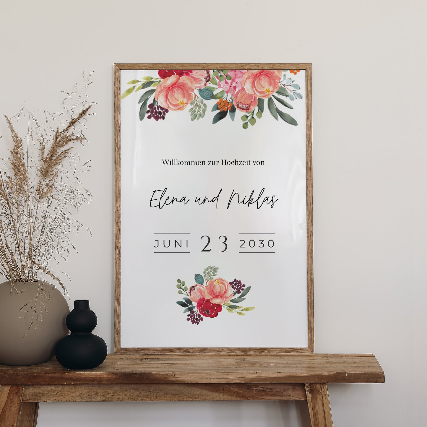 Begrüßungstafel Hochzeit Porträt 60 x 90 cm Pops Blumen foto N° 2