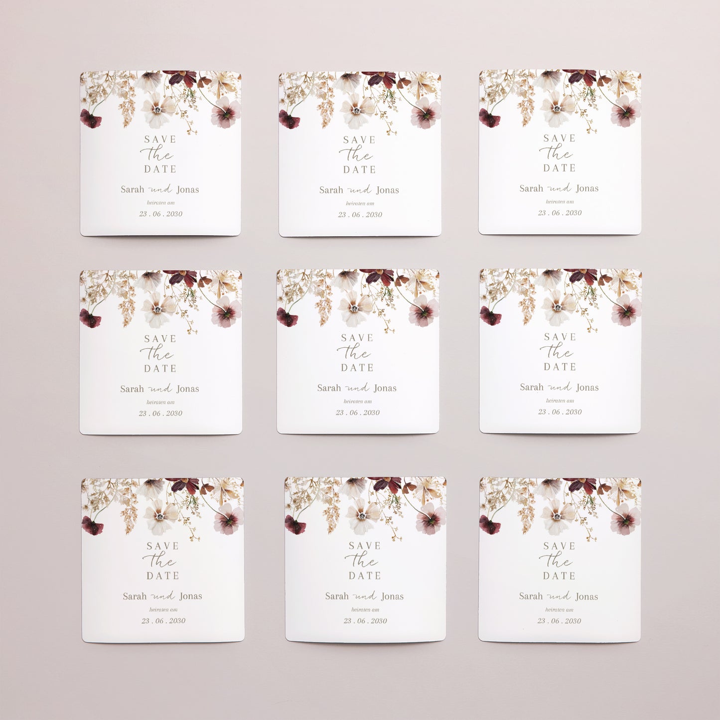 Save the date Karte Hochzeit Satz von 9, magnetisch. Getrocknete Wiesenblumen II foto N° 3