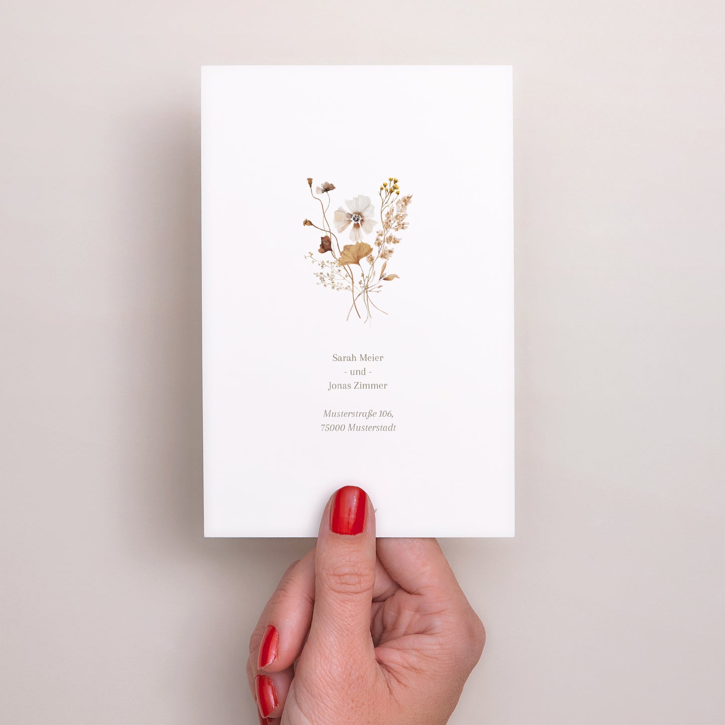 Save the date Karte Hochzeit PortraitPorträt Getrocknete Wiesenblumen II foto N° 3