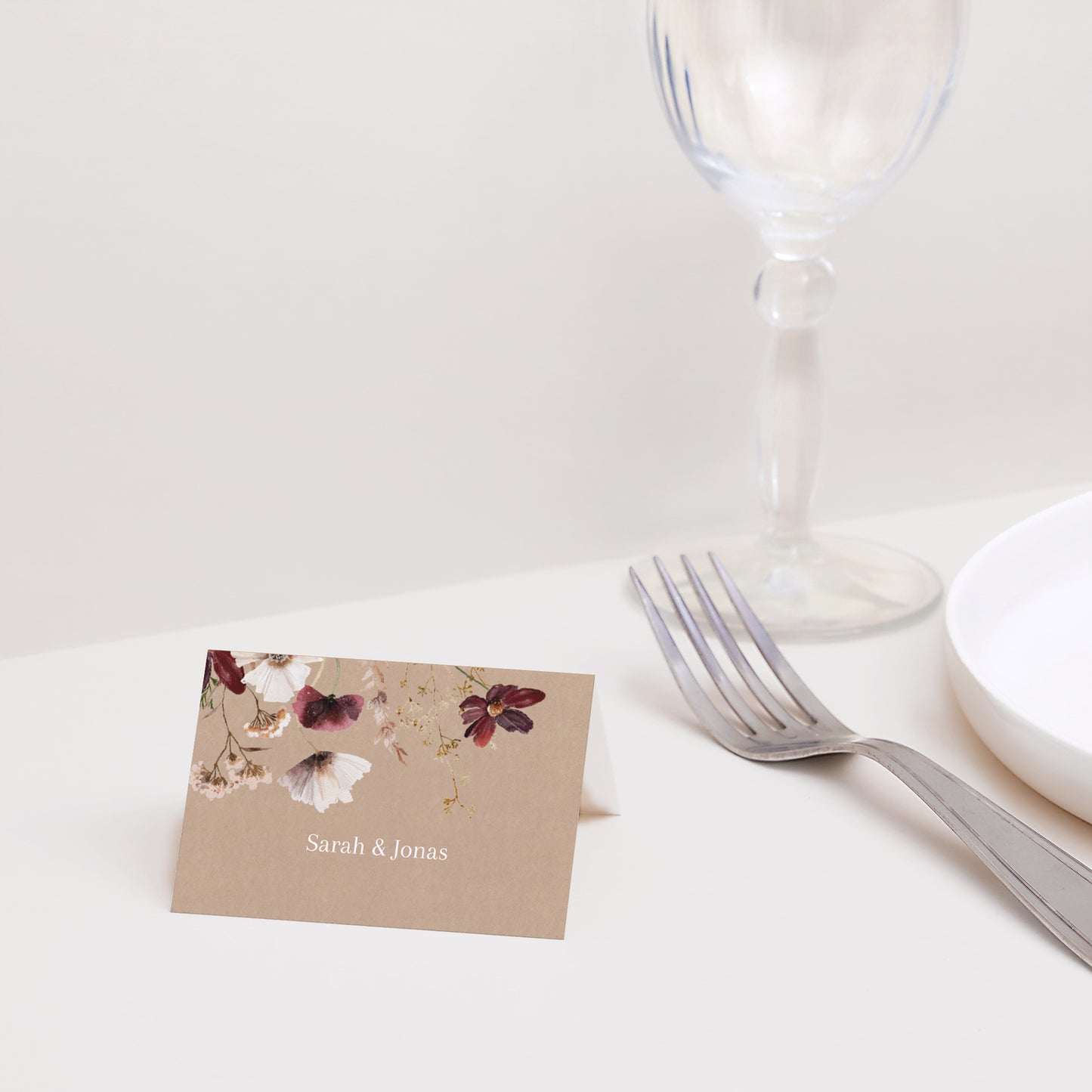 Tischkarten Hochzeit Quer Getrocknete Wiesenblumen II foto N° 2