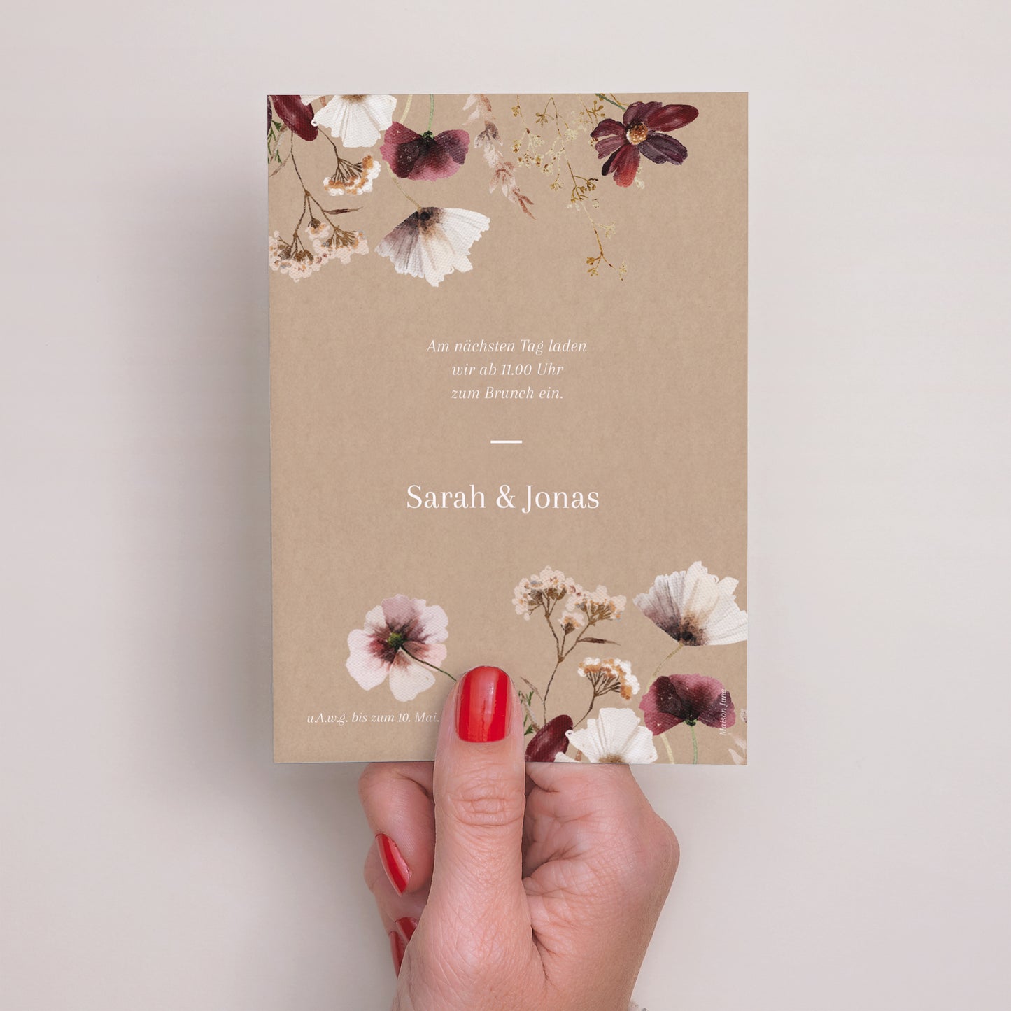 Einladungskarte Hochzeit Porträt Getrocknete Wiesenblumen II foto N° 3