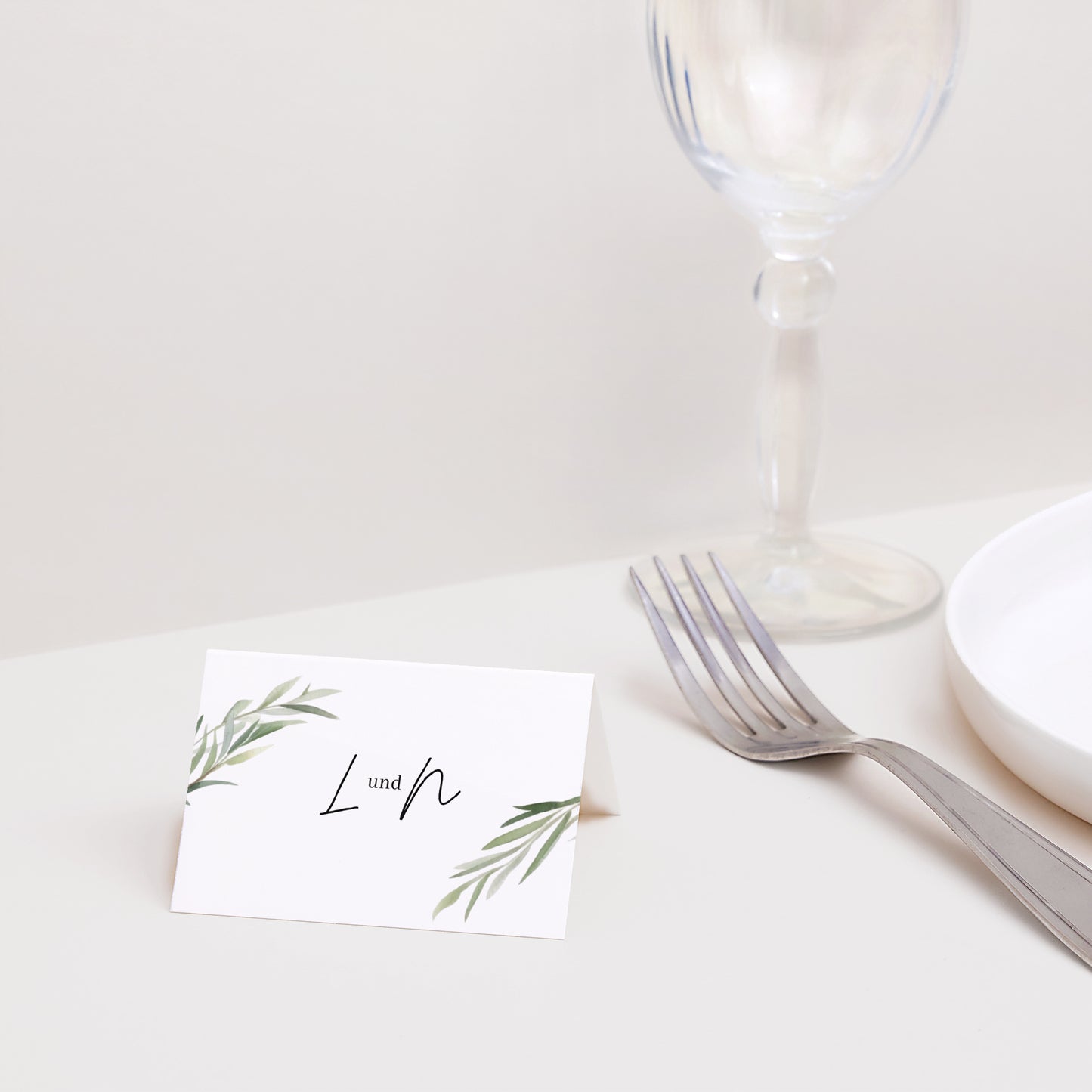 Tischkarten Hochzeit Quer Olivenblätter foto N° 2