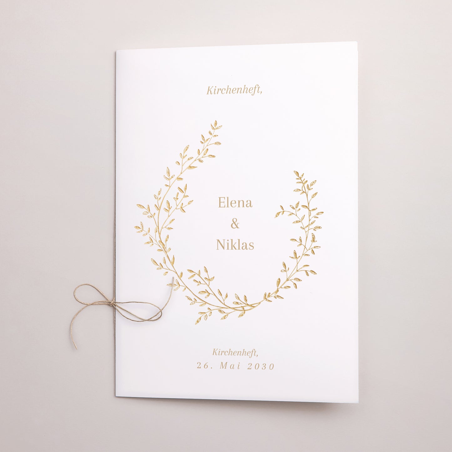 Kirchenheft Hochzeit Doppelflügel goldener Blumenkranz foto N° 1