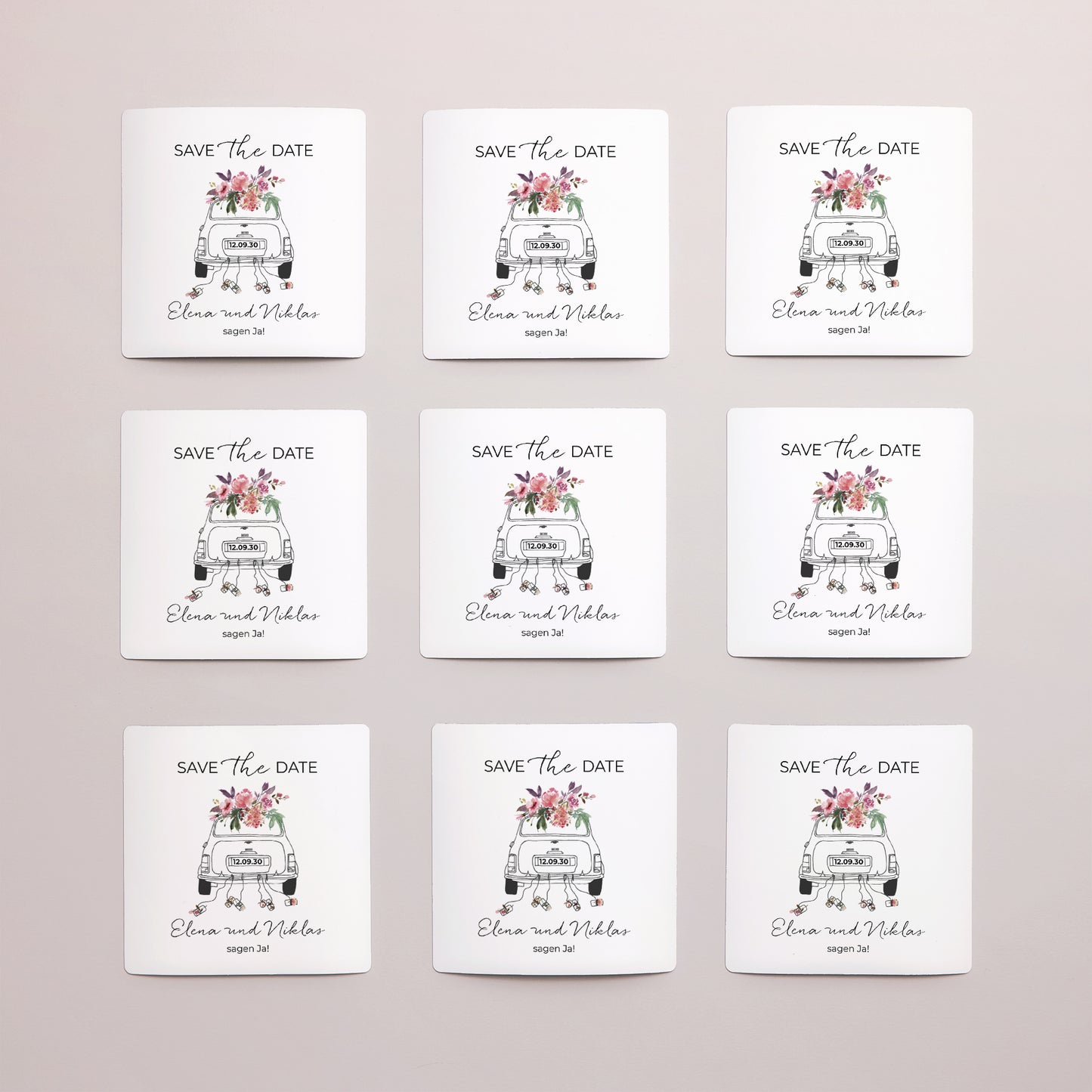 Save the date Karte Hochzeit Satz von 9, magnetisch. Mini Blümchen foto N° 3