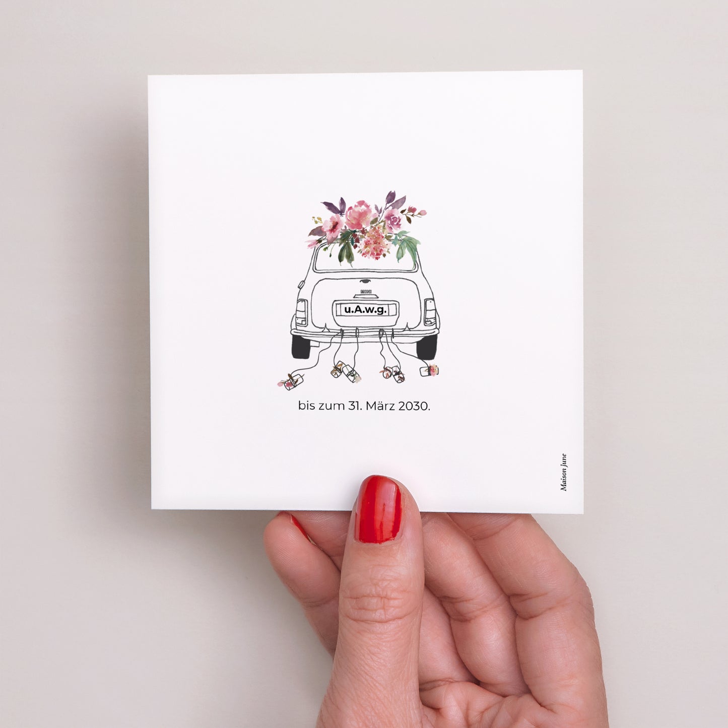 Einladungskarte Hochzeit Quadrat Mini Blümchen foto N° 3