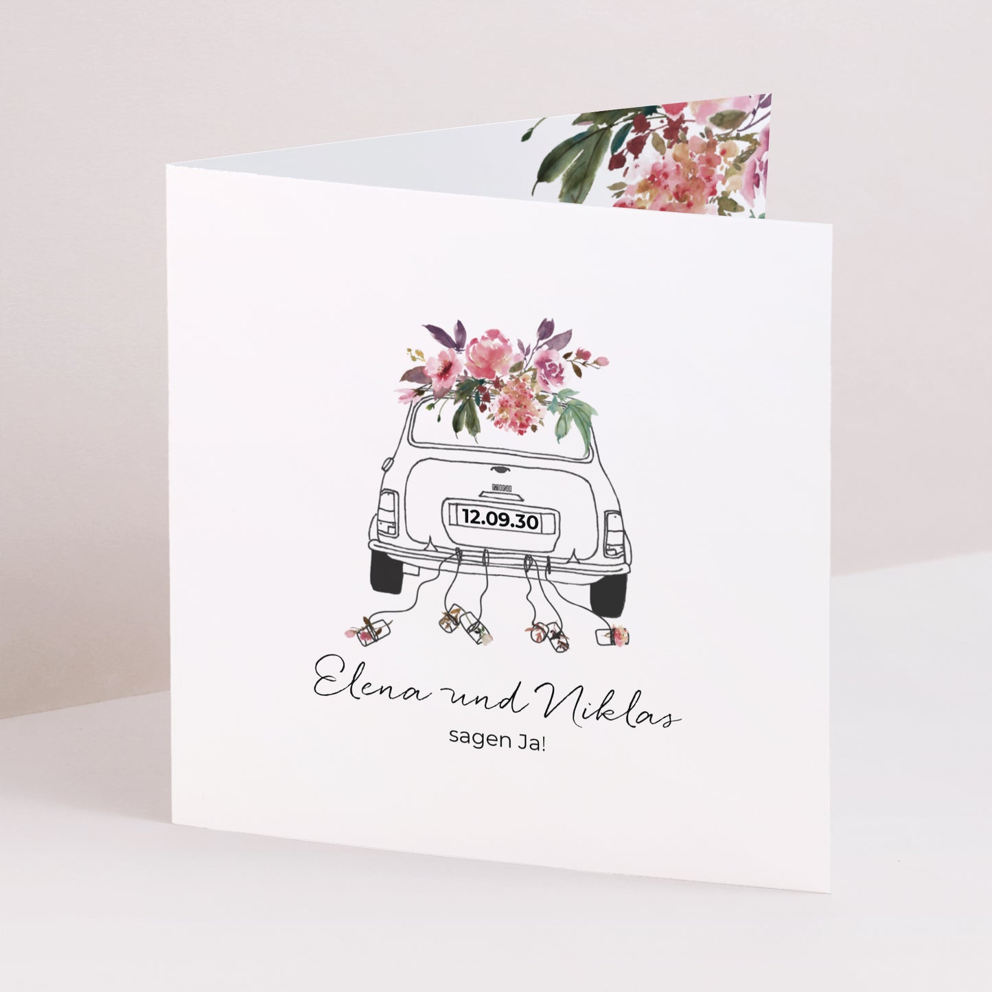 Hochzeitseinladung Doppelflügelfenster Mini Blümchen foto N° 1