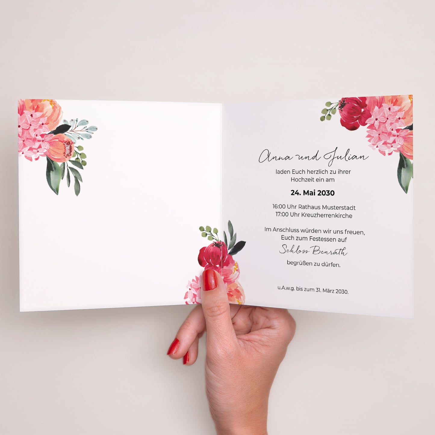 Hochzeitseinladung Doppelflügelfenster 2CV mit Blumen foto N° 2