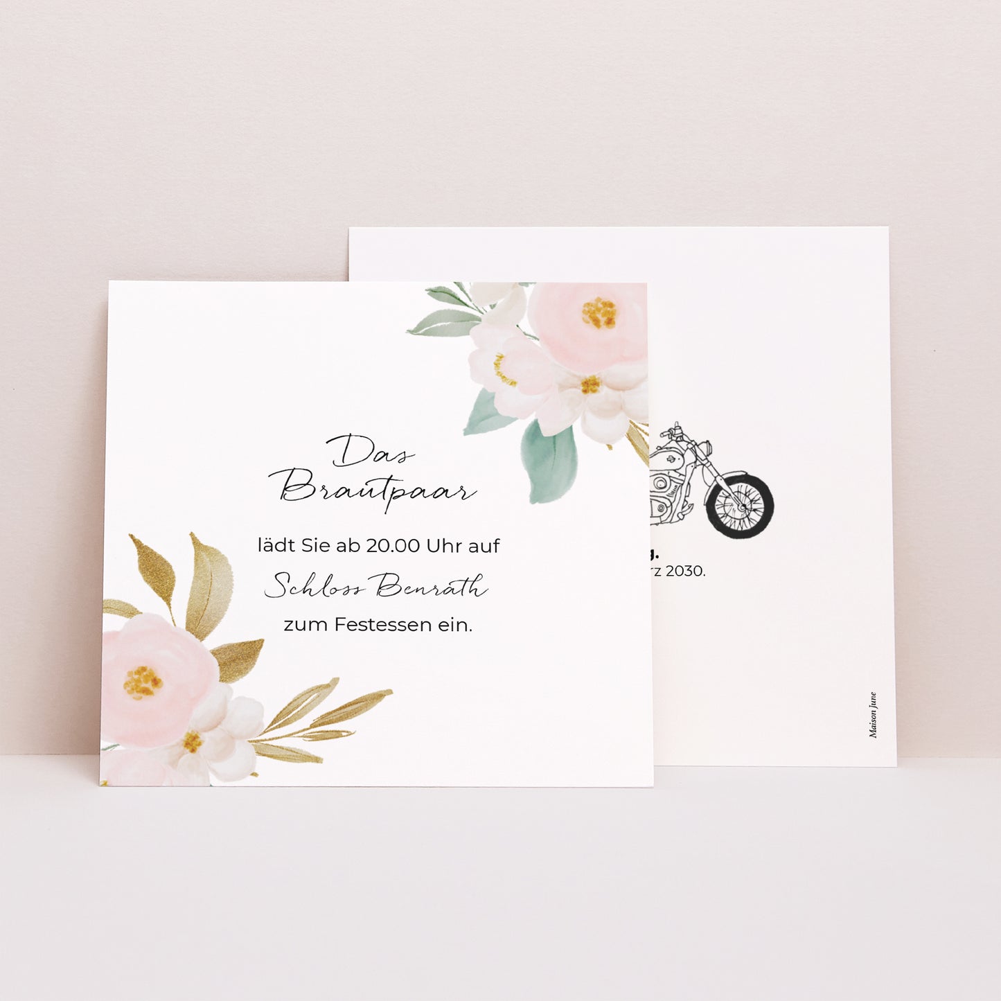 Beilegekarte Hochzeit Quadrat Blumige Harley foto N° 1