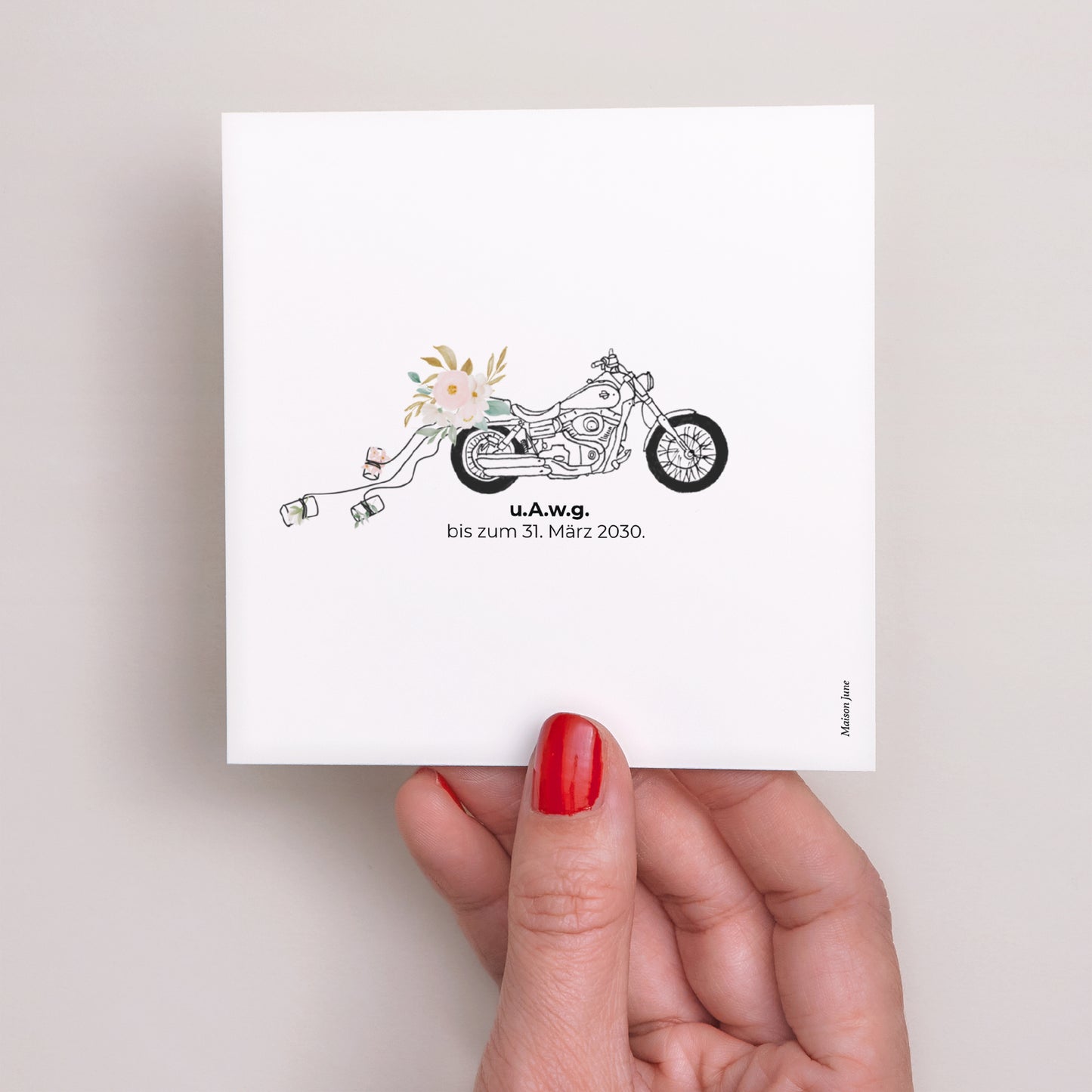 Einladungskarte Hochzeit Quadrat Blumige Harley foto N° 3