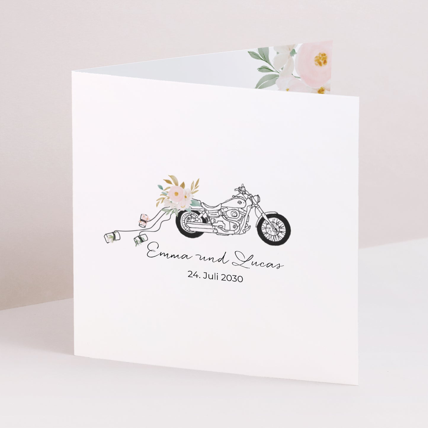 Hochzeitseinladung Doppelflügelfenster Blumige Harley foto N° 1