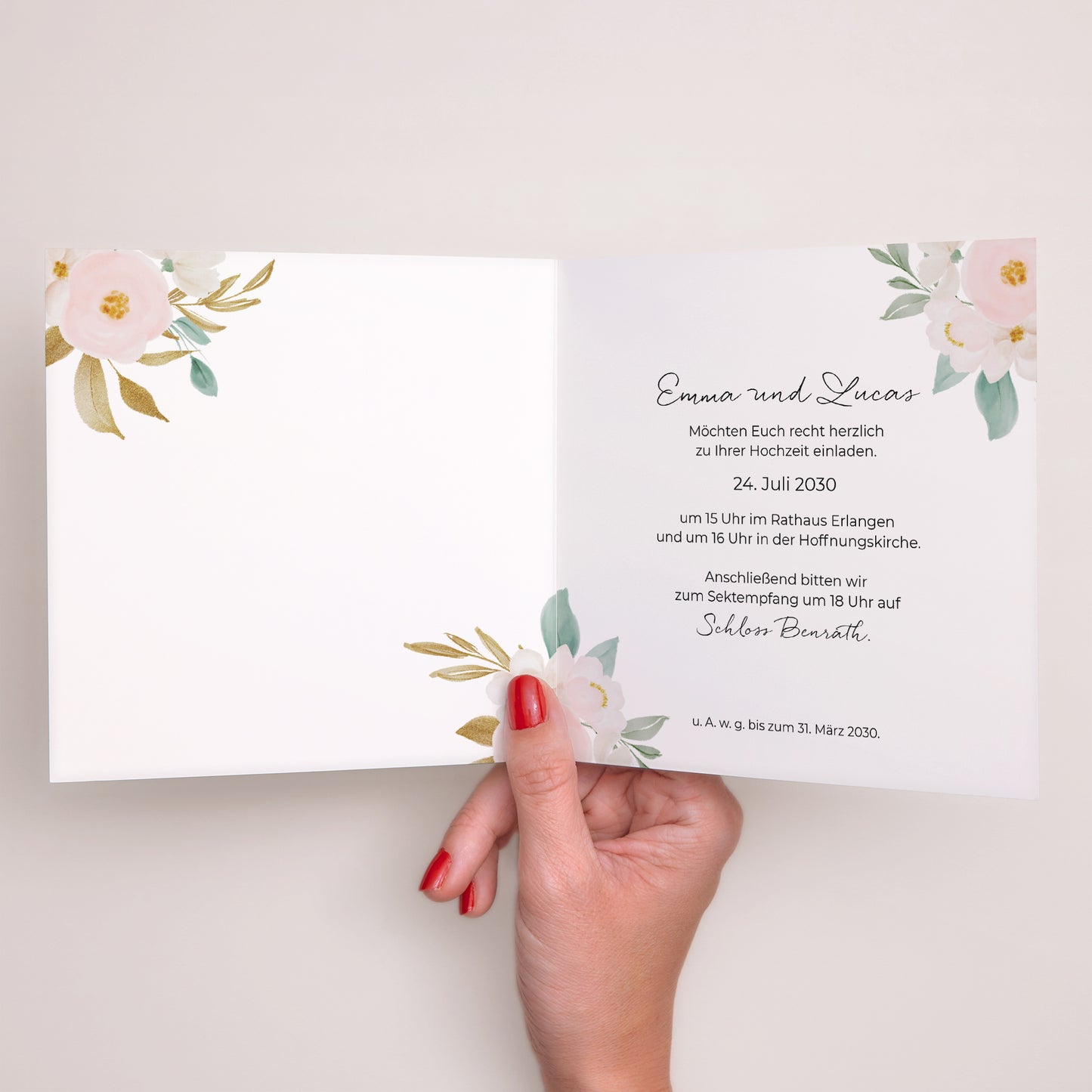 Hochzeitseinladung Doppelflügelfenster Blumige Harley foto N° 2