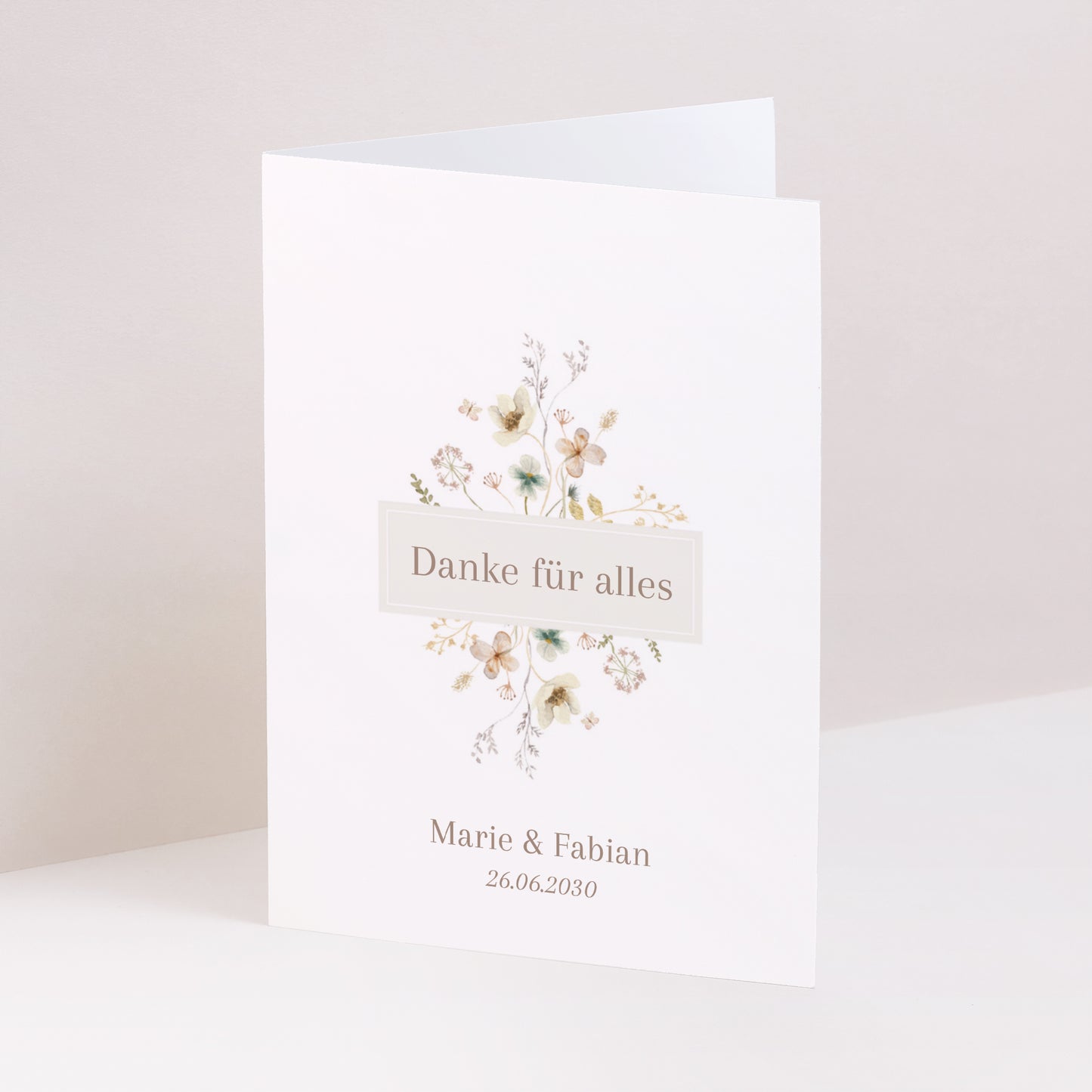 Dankeskarte Hochzeit Doppelflügelporträt Wildblumen III foto N° 1