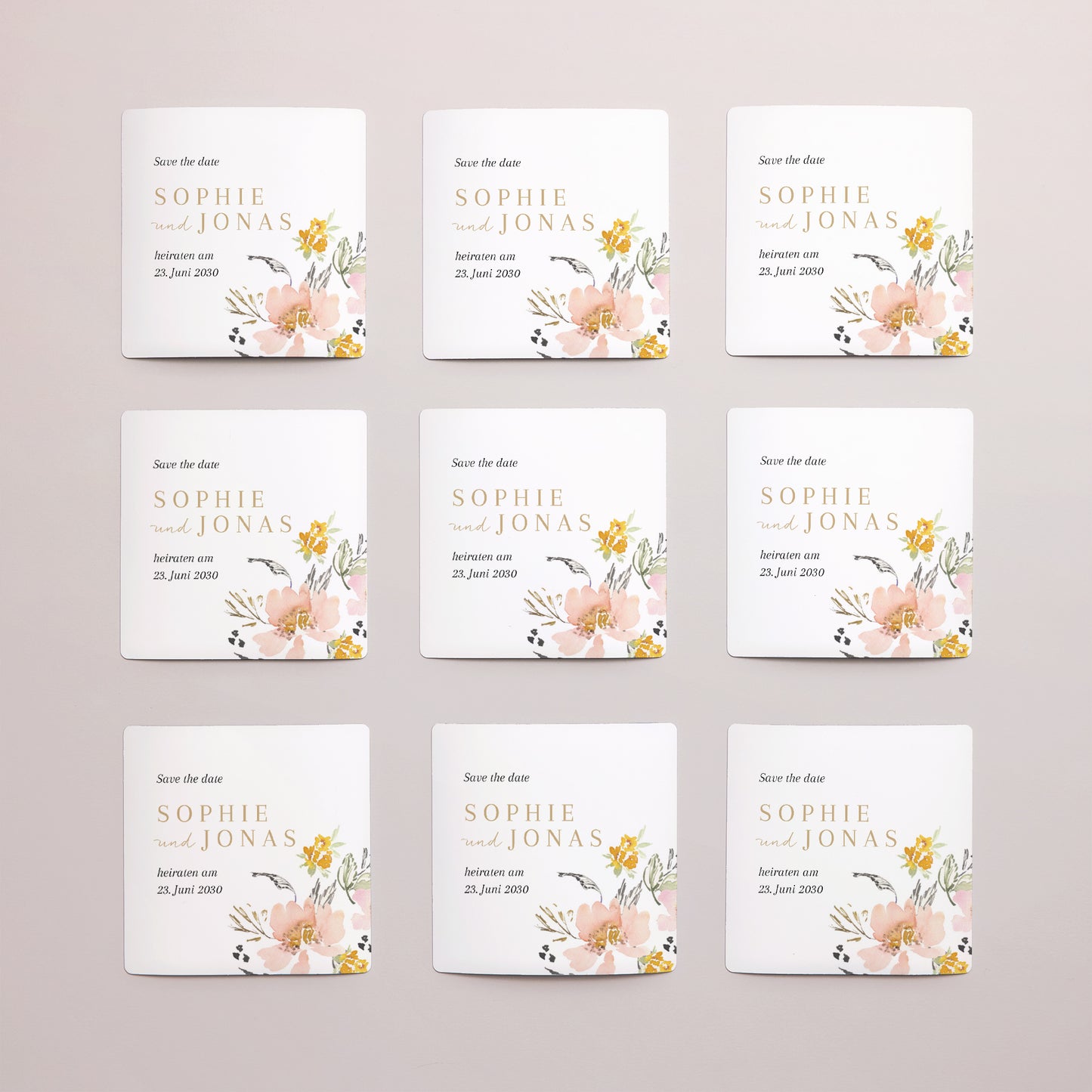Save the date Karte Hochzeit Satz von 9, magnetisch. Pop-Blumen foto N° 3