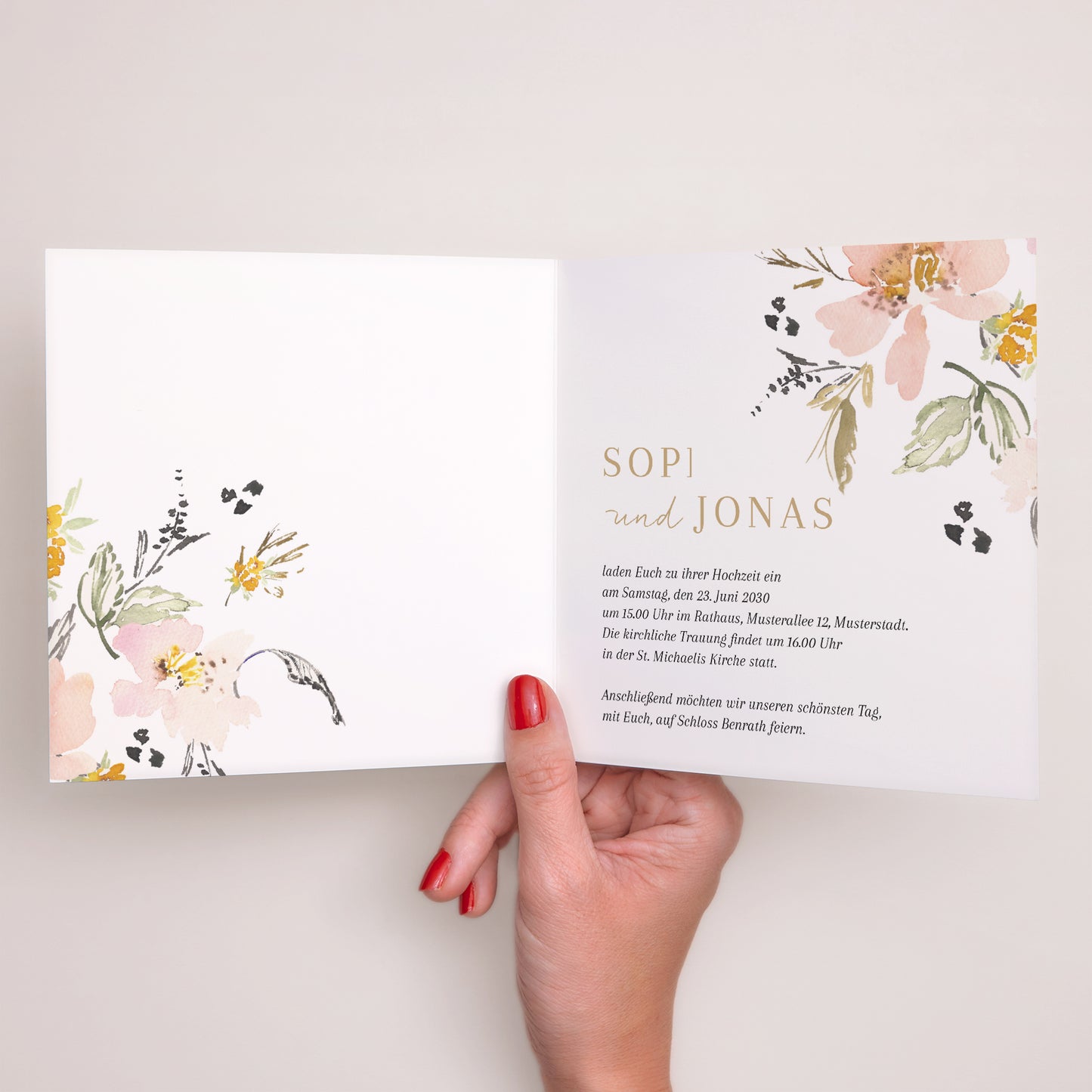 Hochzeitseinladung Doppelflügelfenster Pop-Blumen foto N° 2