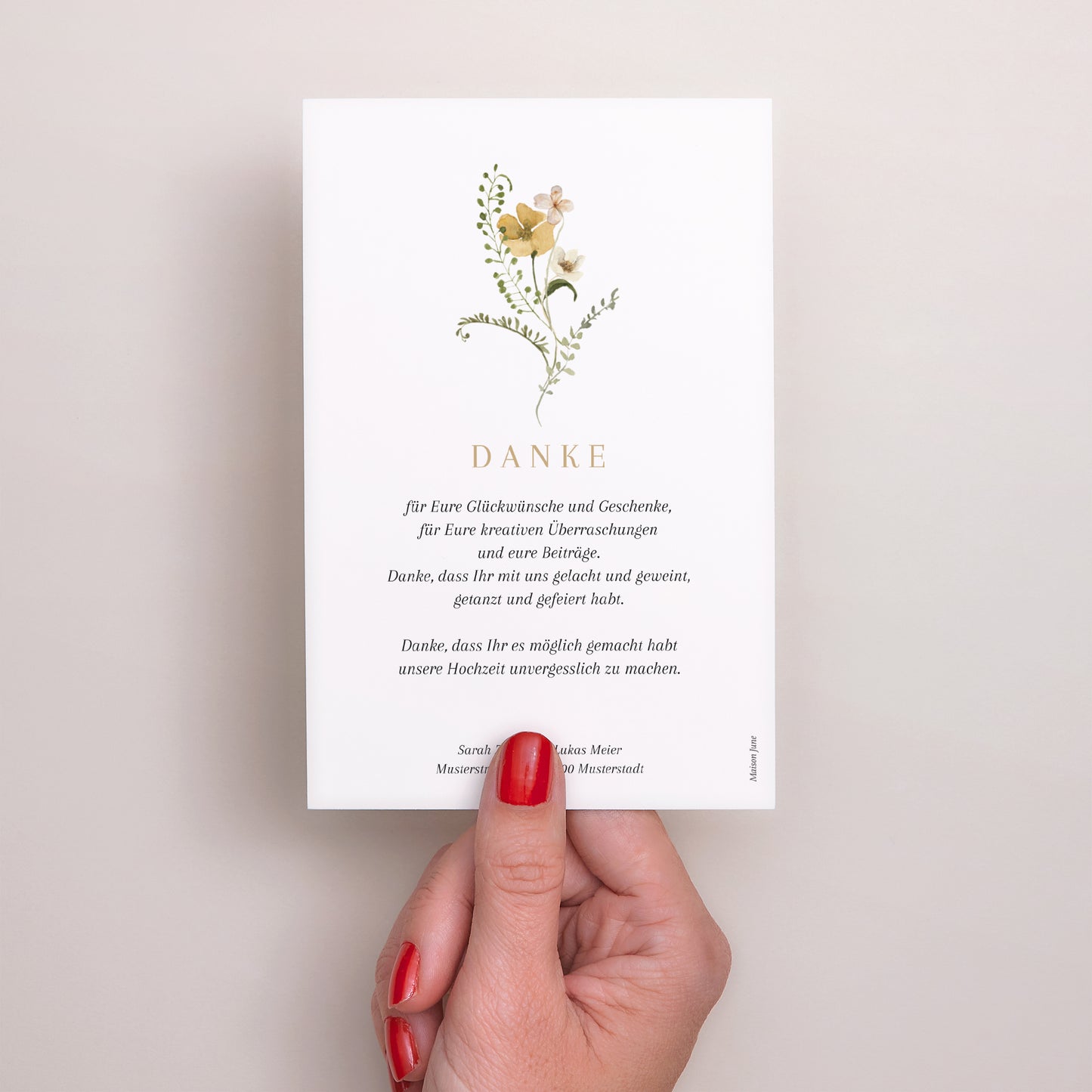 Dankeskarte Hochzeit PortraitPorträt Wildblumen II foto N° 3