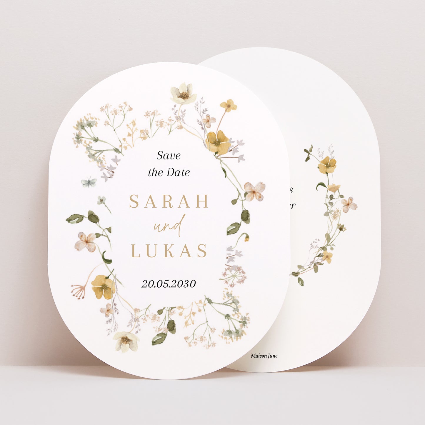 Save the date Karte Hochzeit oval Wildblumen II foto N° 1