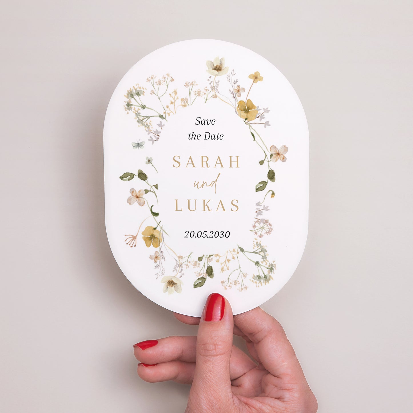 Save the date Karte Hochzeit oval Wildblumen II foto N° 2