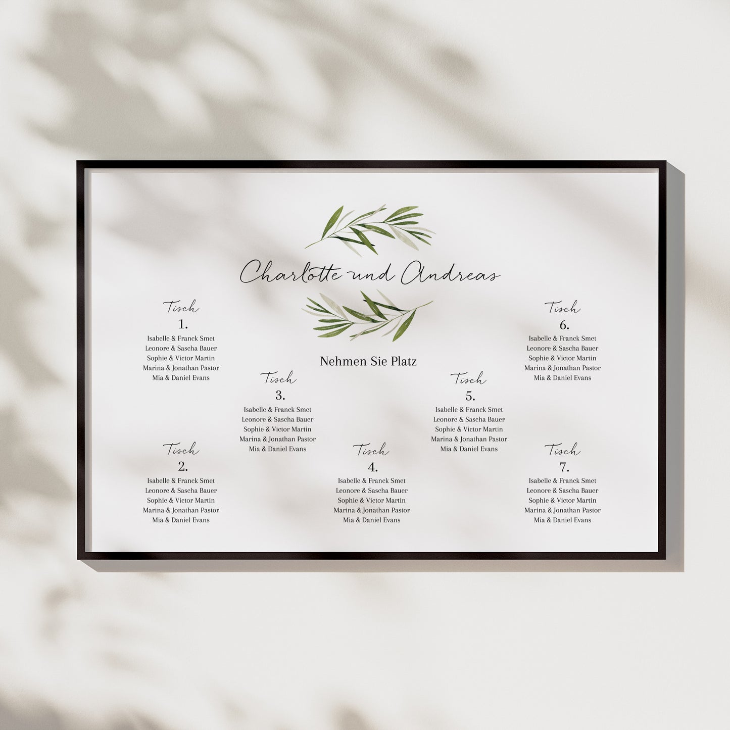 Sitzplan Hochzeit Landschaft 90 x 60 cm Olivenzweig III foto N° 1